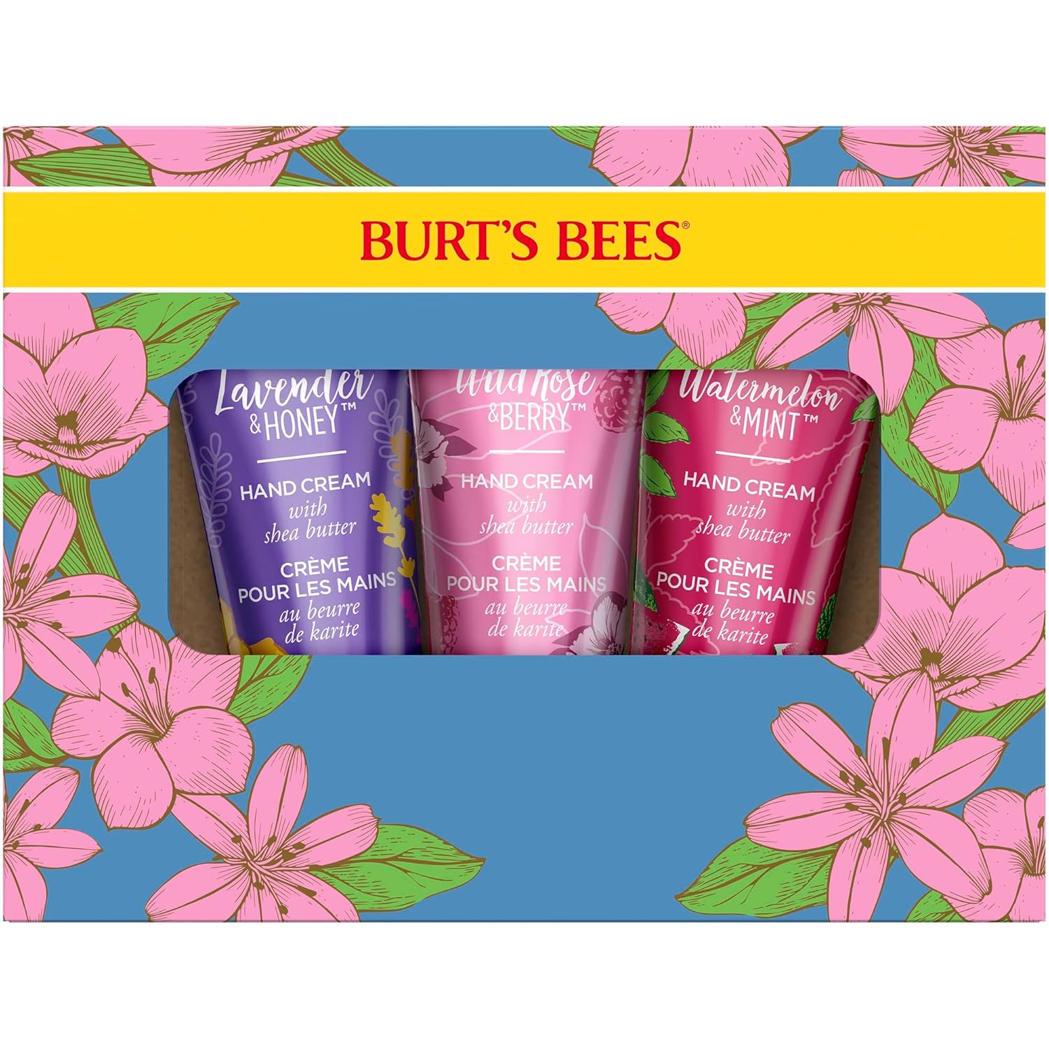 Burt's Bees Spring Gift, 3 Moisturizing Self Care Shea Butter Hand Cream Trio Set (Pack of 1)