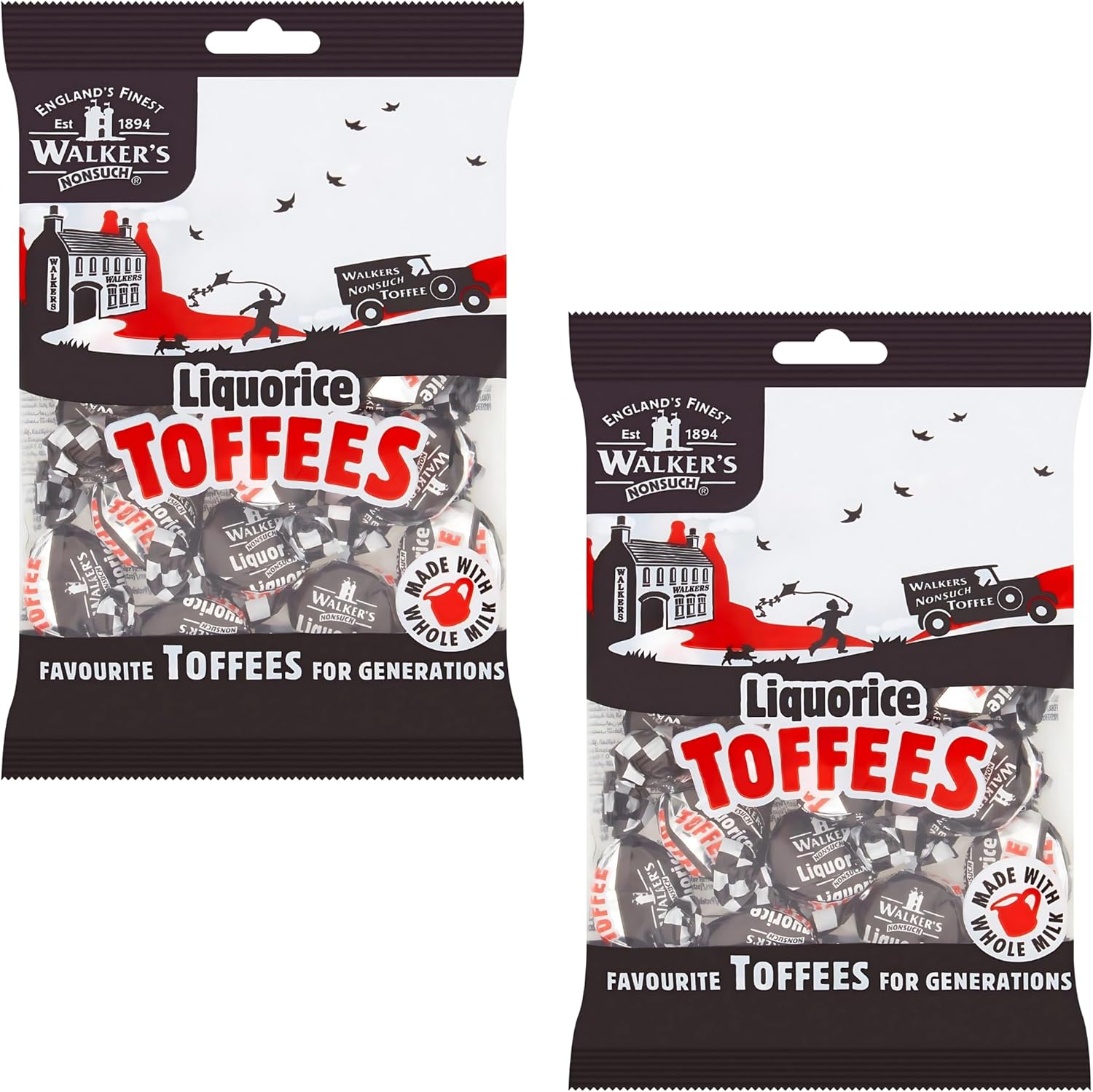 Walkers Nonsuch Liquorice Toffees (150g) - Pack of 2