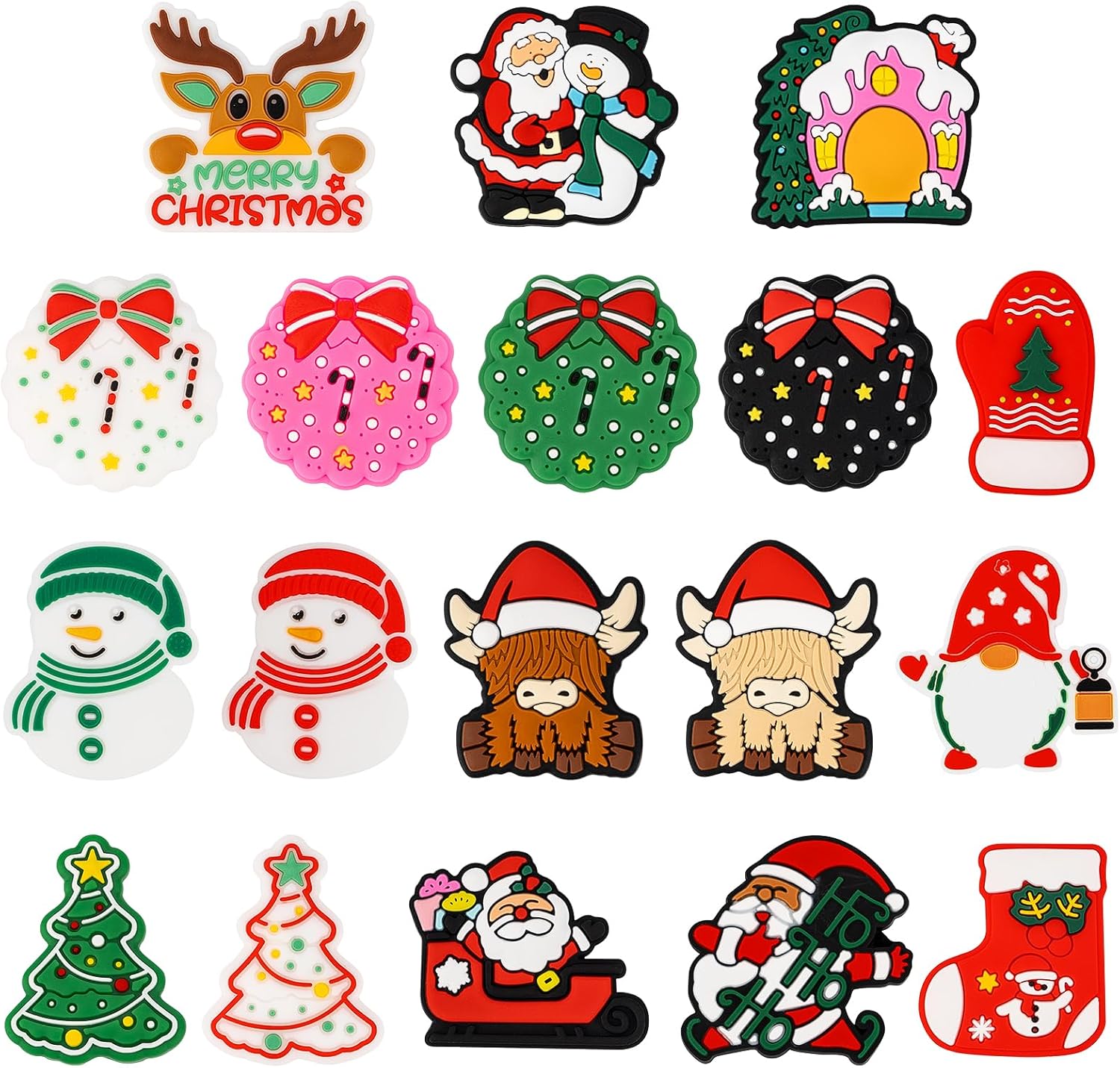 Fantasyon Silicone Focal Beads for Pens Coffee Cup Silicone Accessory Kit 18 Pcs Colorful Round Silicone Beads for Keychain Making Bracelet Necklace Handmade Crafts (Christmas)