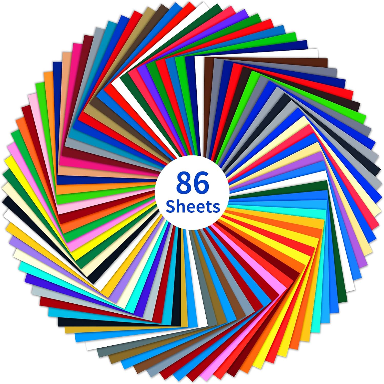 IModeur Permanent Adhesive Vinyl Bundle - 86 Pack Vinyl Sheets (12”x12”, Glossy, Matte, Metallic) for Most Cutting Machines and Party Decoration, Sticker, Craft Cutter, Car Decal