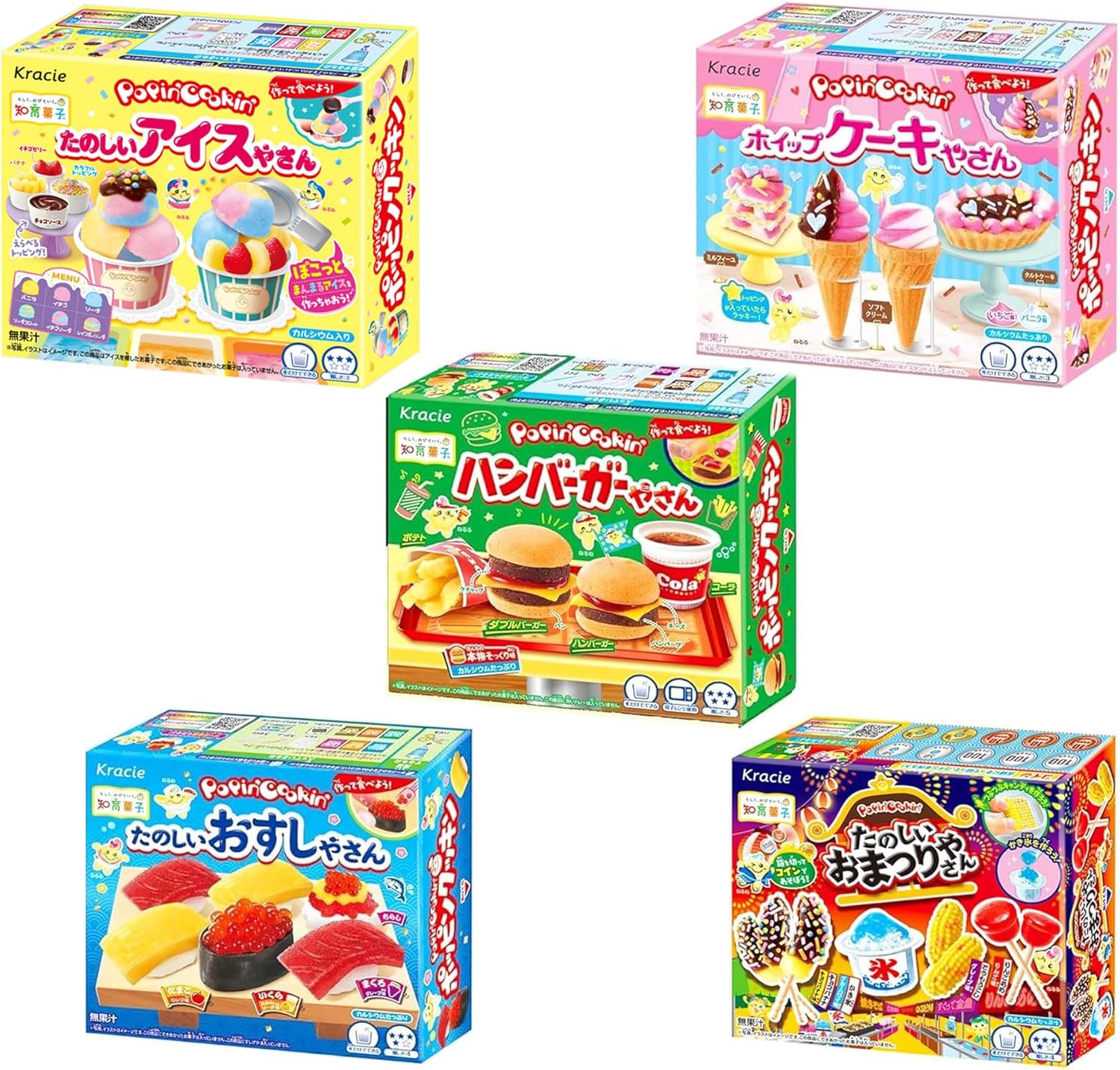 Kracie Pharmaceutical Kracie Foods (Amazon.co.jp Exclusive) Kracie Educational Confectionery, Best-selling Assorted 5 Types, Total of 5 Pieces
