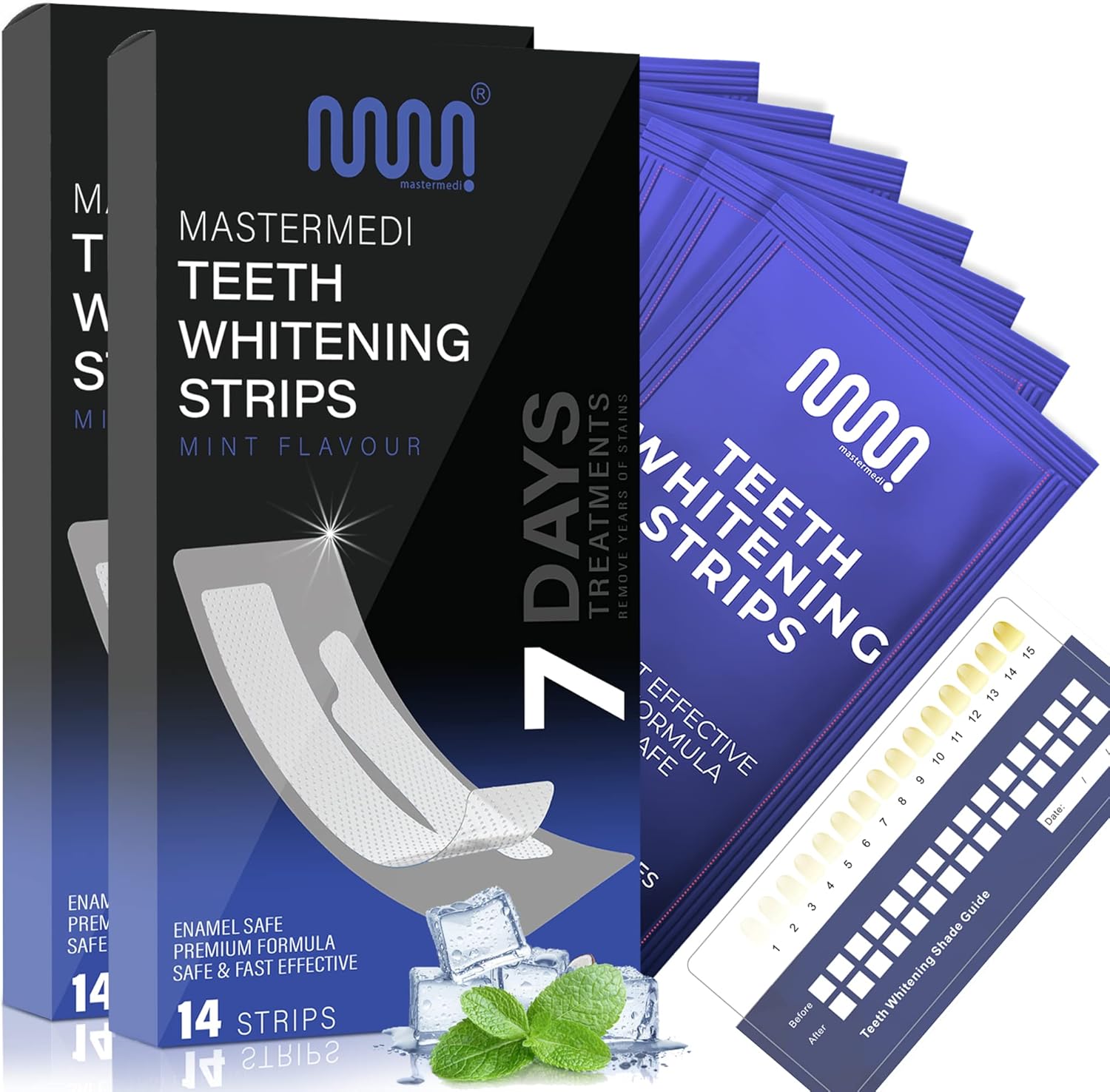 MasterMedi Teeth Whitening Strips, Non-Sensitive White Strip for Teeth Whitening, 14 Treatments