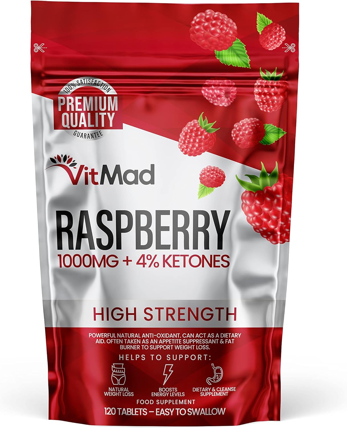 Raspberry Ketones 1000mg - 120 Tablets (4 Month Supply) Supplement for Men & Women - Suitable for Low-Carb & Keto-Diet
