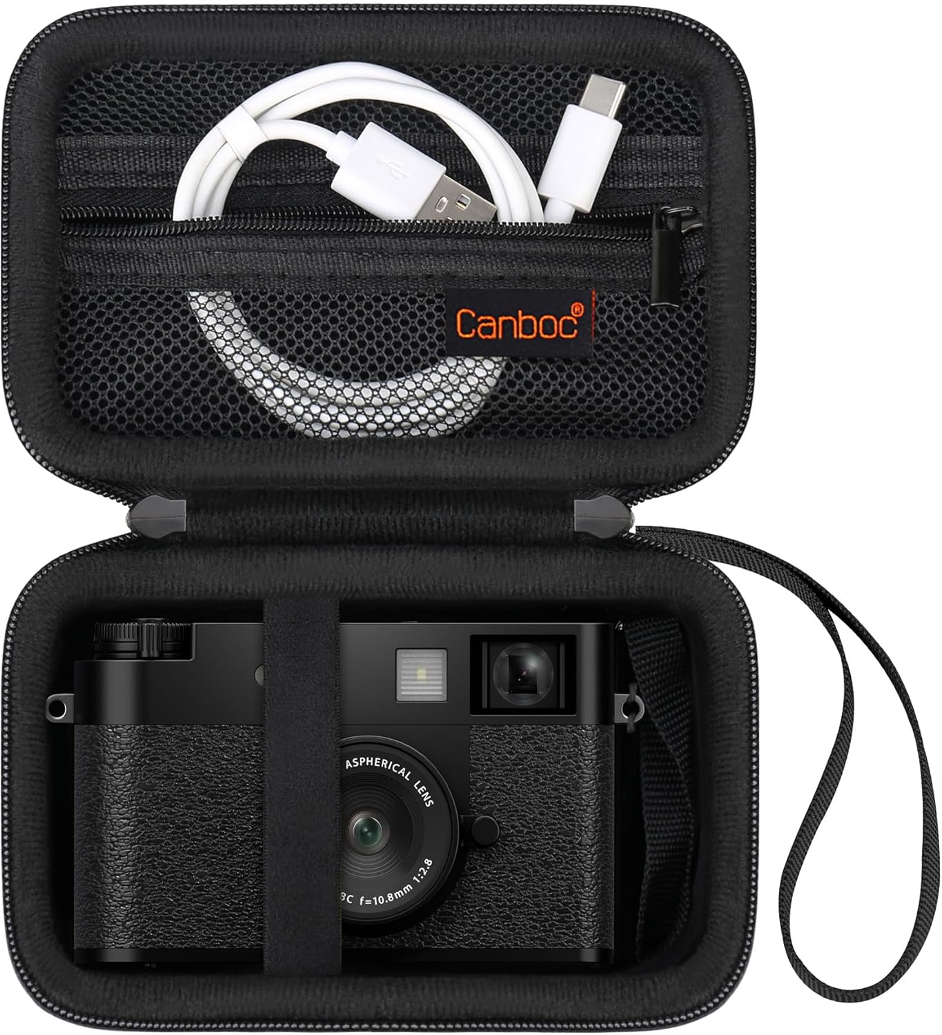 Canboc Carrying Case for FUJIFILM X Half Premium Compact Camera, FUJIFILM X-HF1 Digital Camera Bag, Mesh Pocket fits USB Cable, Black (Case Only)