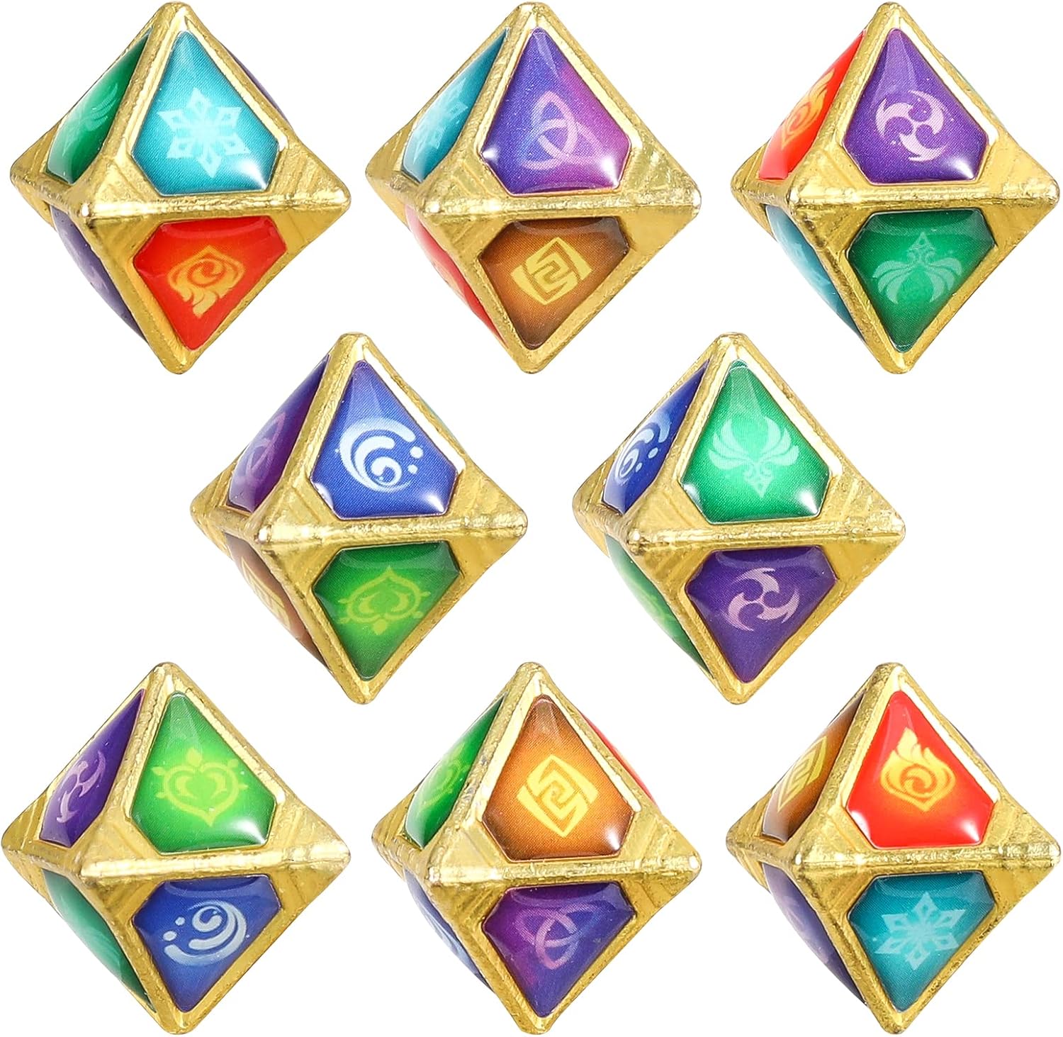 Genshin Impact Genius Invokation TCG Elemental Dice Game Props Accessories Collection Toys (8 pcs)
