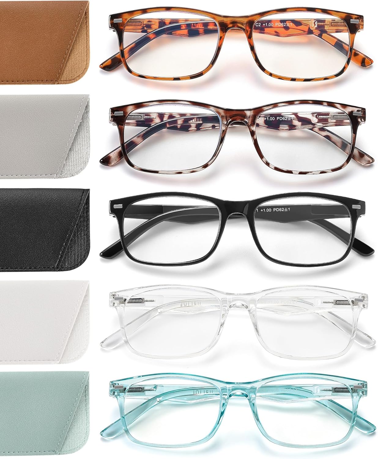 5 Pack Reading Glasses for Women, Spring Hinges Lightweight Readers Glasses,Blue Light Reading Glasses Anti Eyestrain