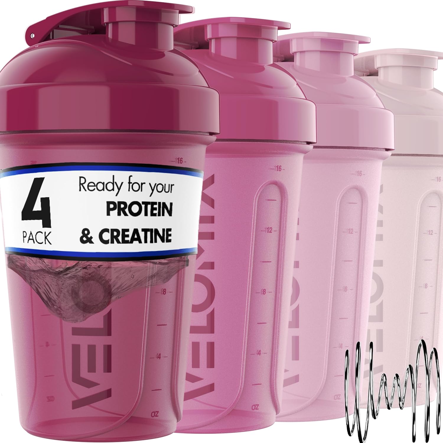 -4 PACK- 20 OZ Protein Shaker Bottles for Protein Mixes, Shaker Cups for Protein Shakes, Small Shaker Bottle Pack, Shaker Cup, Shakers for protein Shakes (Berry Blend)