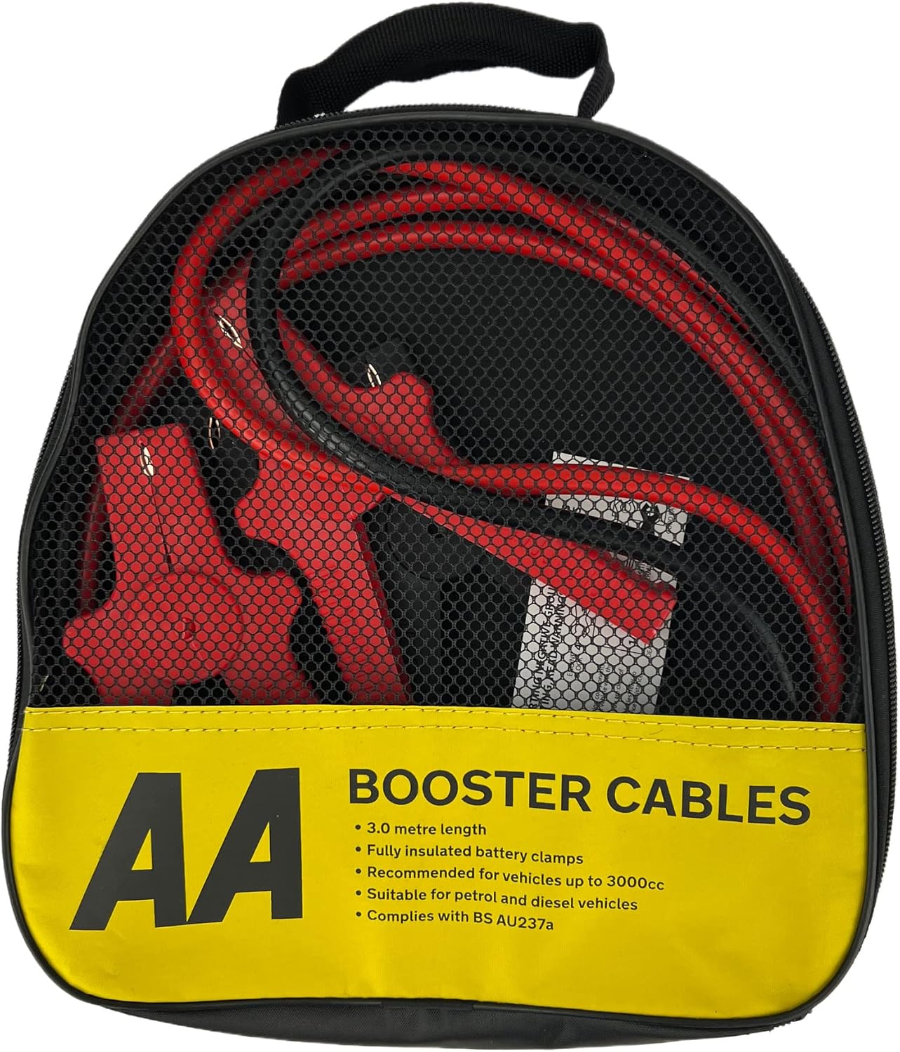 AA Insulated Booster Cables/Jump Leads AA4550 - For Petrol/Diesel Engines Up to 3000cc, 3 m Cable, Storage Bag