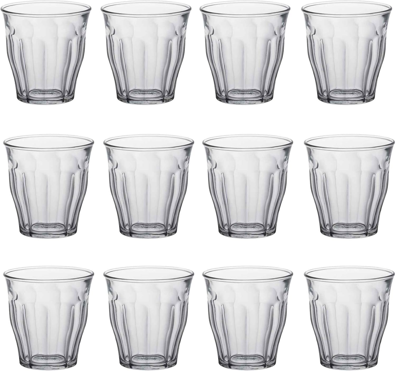 Duralex Picardie Drinking Glasses - 130ml Tumblers for Water, Juice - Pack of 12