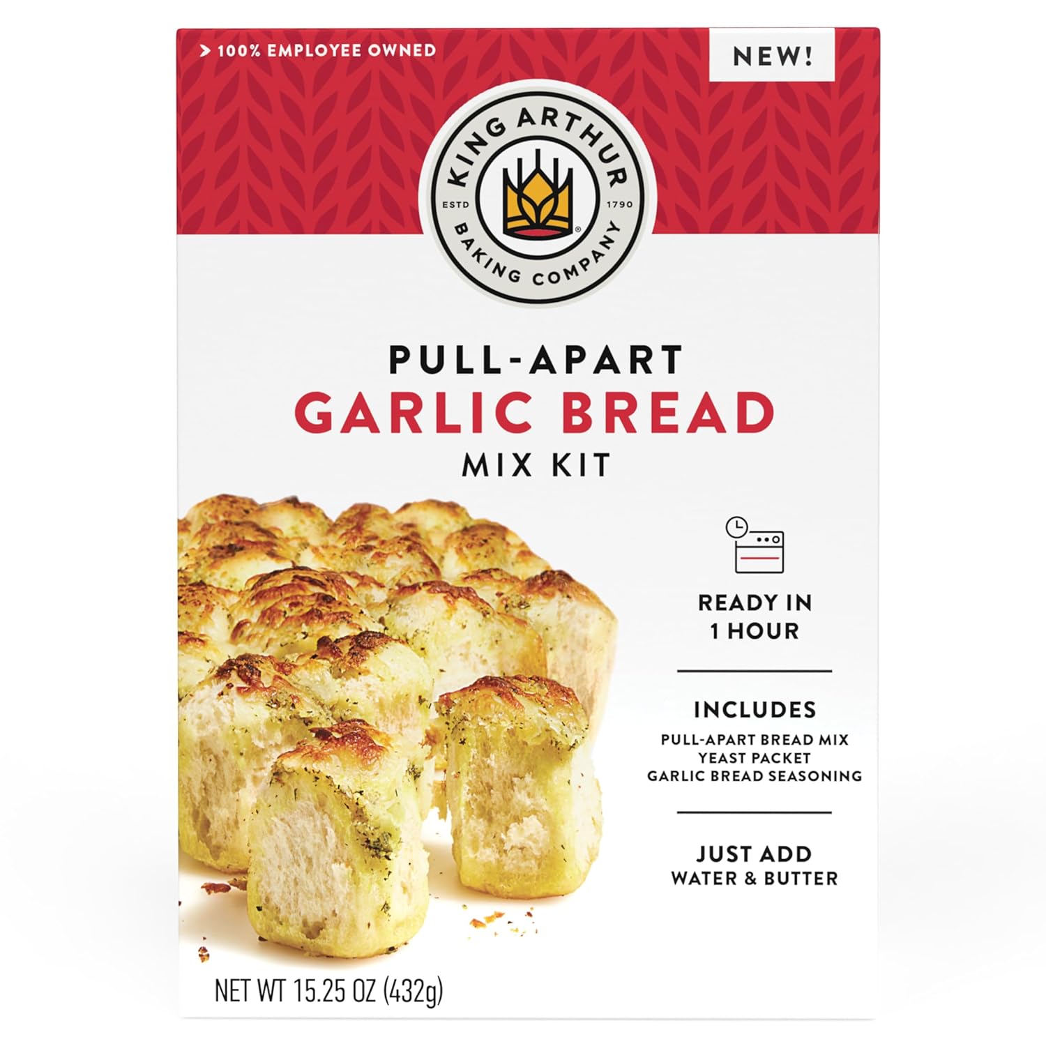 King Arthur Baking Company Pull-Apart Garlic Bread Mix Kit 15.25 oz., Baking Mix