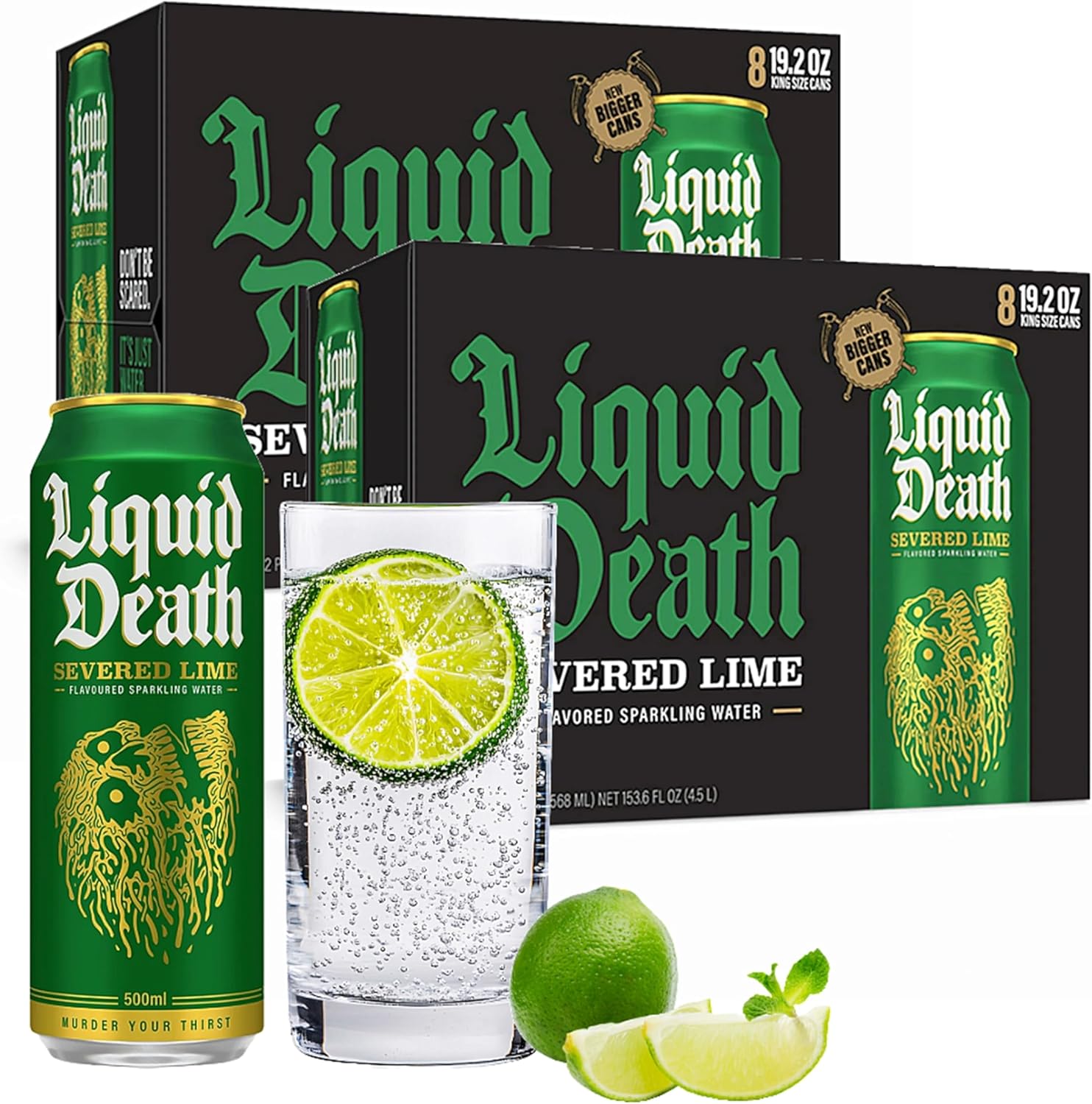 Flavoured Sparkling Water Multipack - 24 Cans x 500ml Drinking Mountain Water From the Alps. Canned Waters the Perfect Companion for any Outdoor Activity, Trip Drink (24x SEVERED LIME)