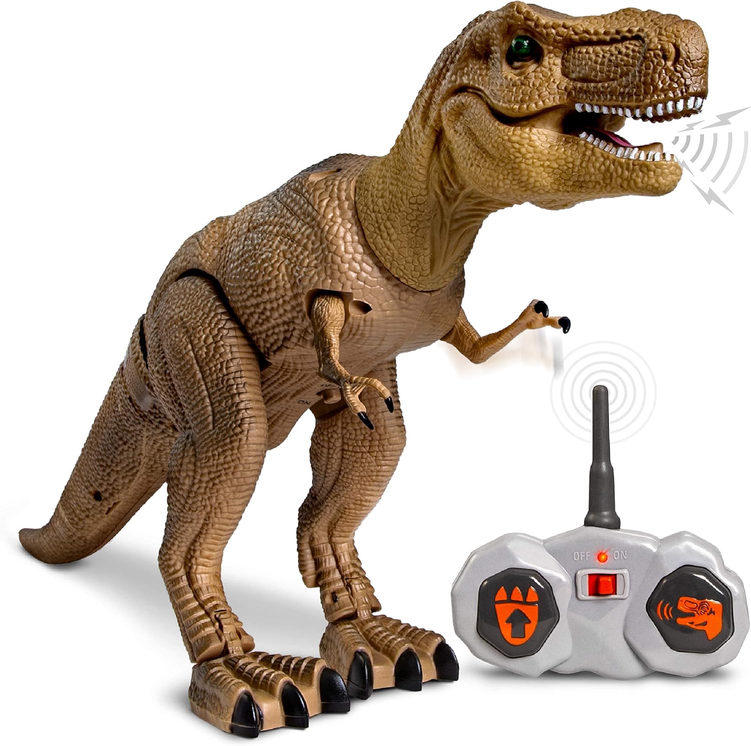 Discovery™ Remote Control T-Rex Dinosaur – Realistic Jurassic RC Action Figure with Walking Legs, Roaring Sounds, Chomping Mouth| Dinosaur Toys for Kids| Boys Toys RC Car Gift| Fun Dino for Ages 6+