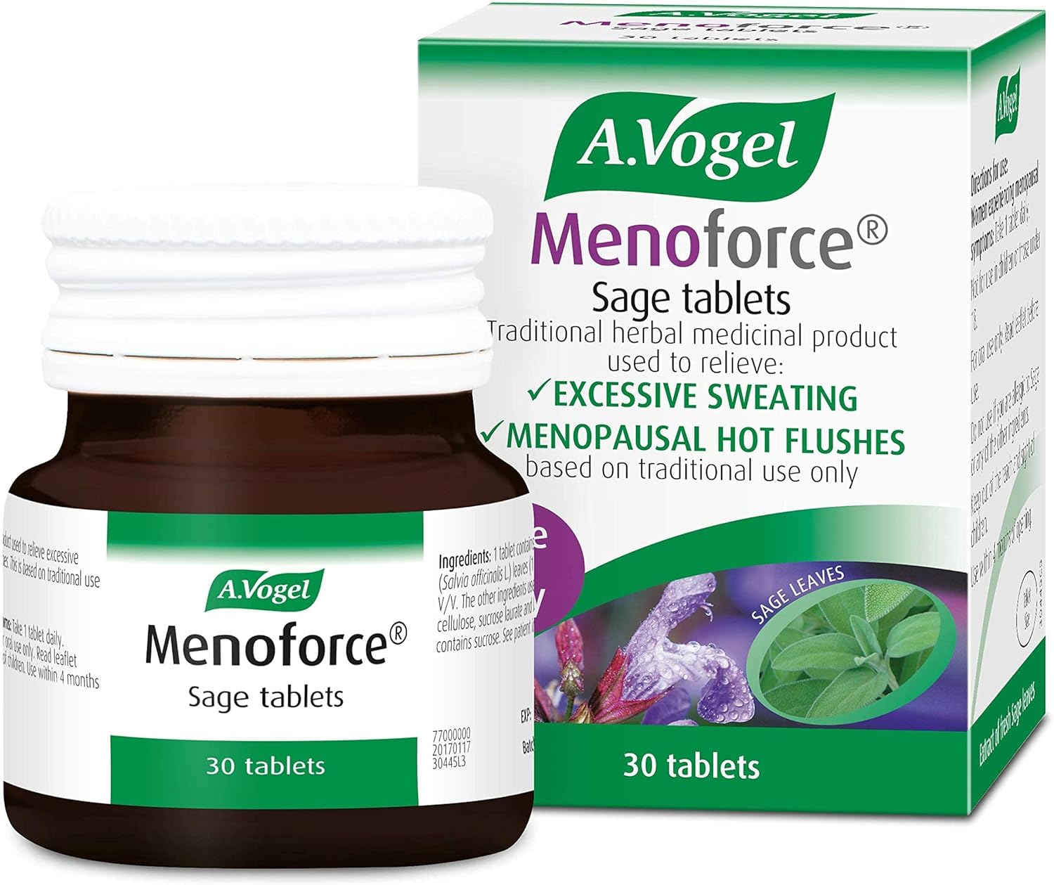 A.Vogel Menoforce Sage Tablets | Menopause Supplements for Women | for Menopause Hot Flushes and Night Sweats | One-a-Day | 30 Tablets
