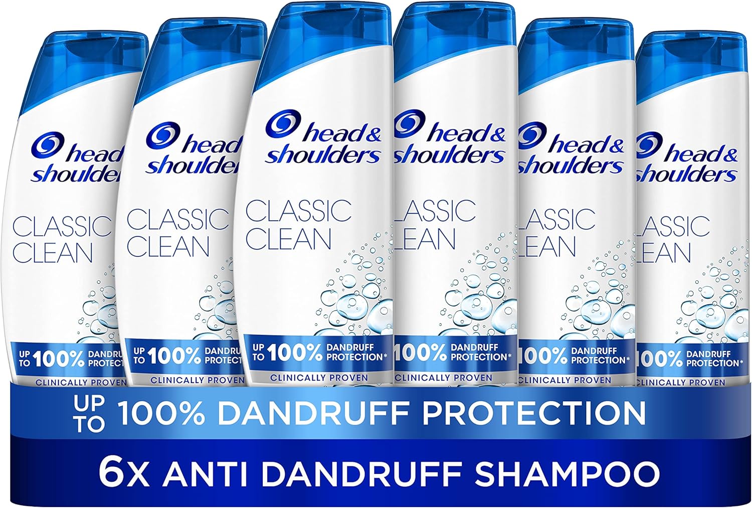 Head & Shoulders Classic Clean Dandruff Shampoo, Pack of 6 ( 6 x 250 ml), Clinically Proven Deep Clean, UK #1 Shampoo