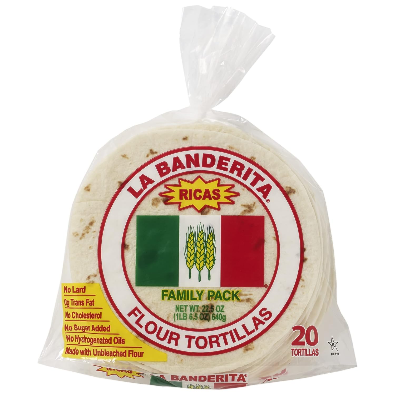 La Banderita® Family Pack | 6" Flour Tortillas | 20 Count 22.5oz. | 4 Pack Case.