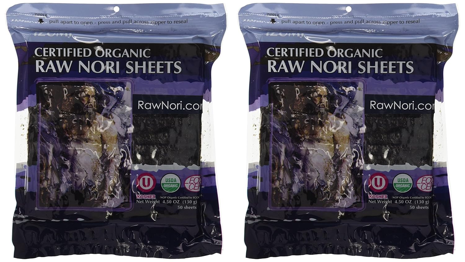 Raw Organic Nori 100 Sheets Pack - Certified Vegan, Raw, Kosher Sushi Wrap Papers - Premium Unheated, Un Cooked - NOT Toasted - BULK BUY save!