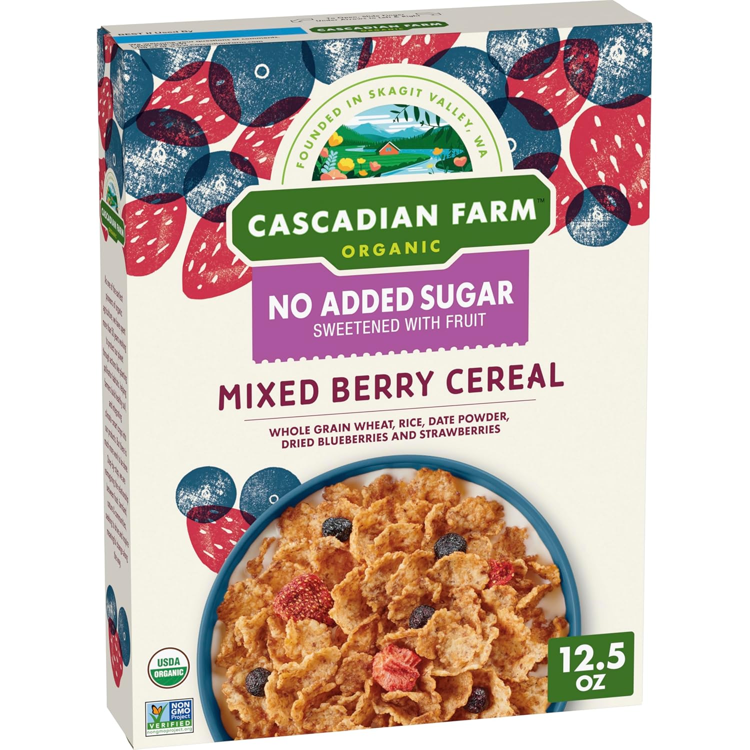 Cascadian Farm Organic Mixed Berry Cereal, No Added Sugar, 12.5 oz