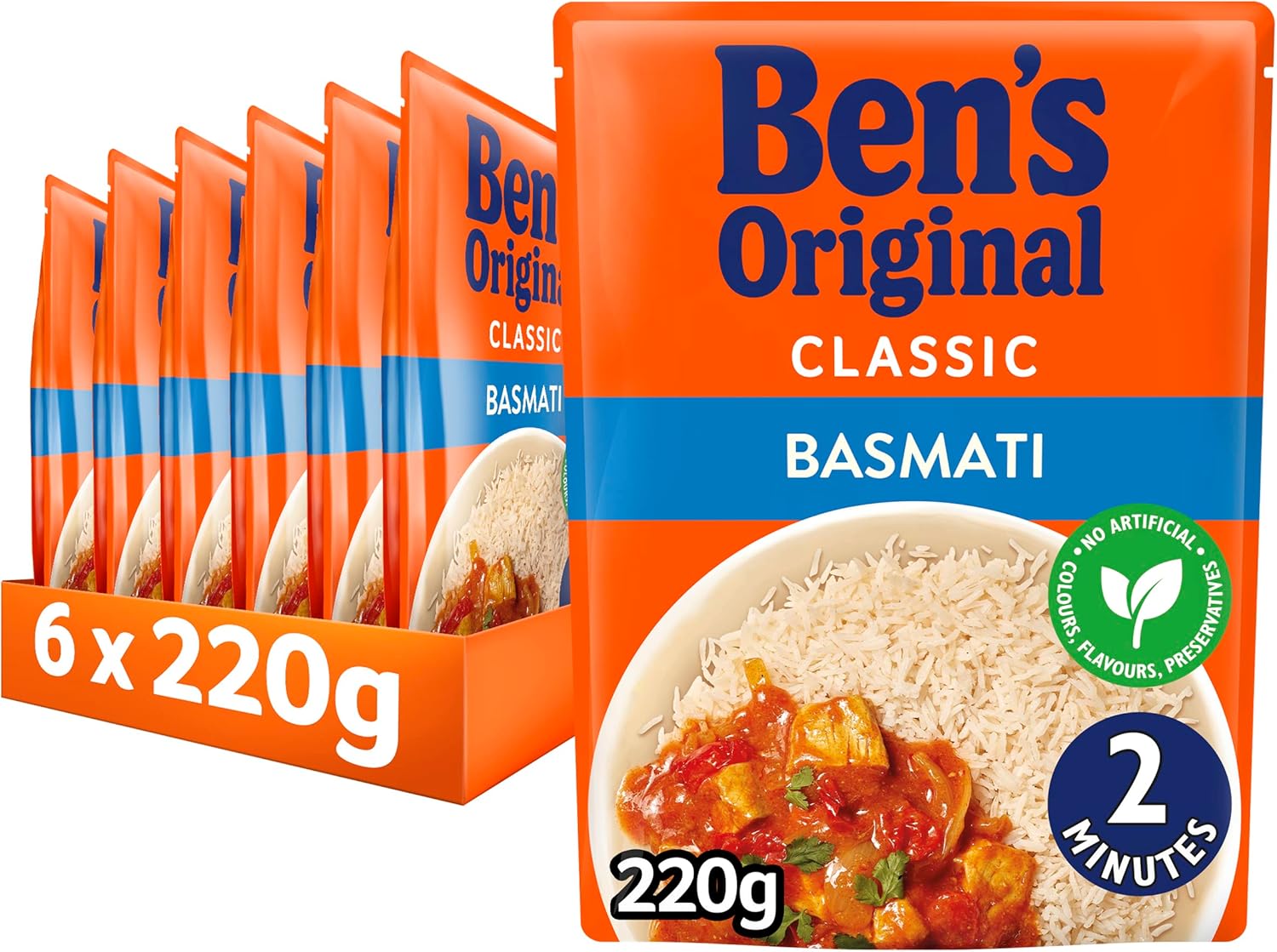 Ben's Original Basmati Microwave Rice, Bulk Multipack 6 x 220 g pouches