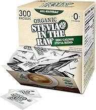 Stevia In The Raw Organic Stevia Sweetener Packets, 300 Ct, Zero Calorie Stevia Sugar Substitute Packets, No Erythritol or Artificial Flavors, USDA Organic, Non-GMO Project Verified, Vegan