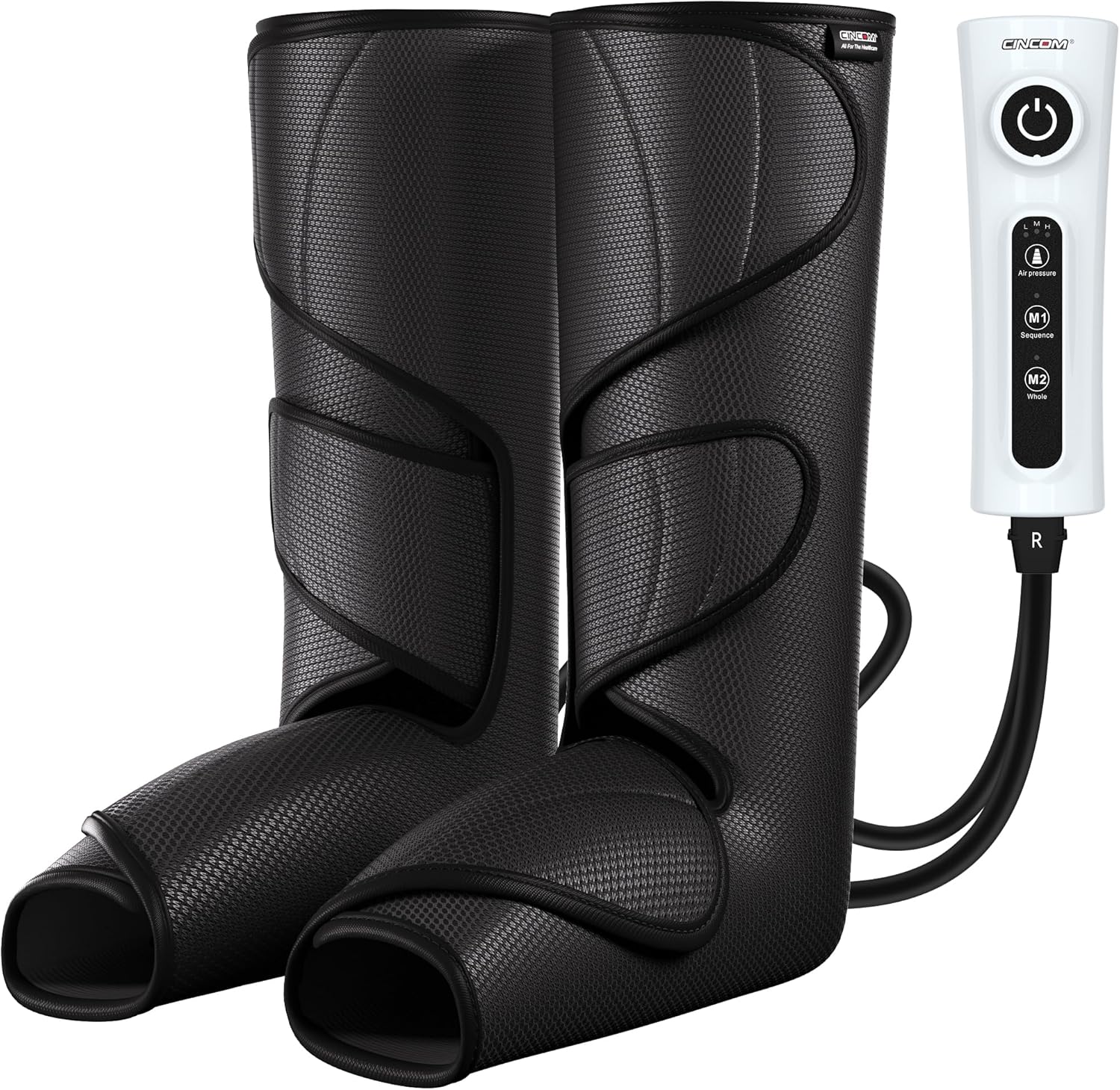 CINCOM Leg Massager for Circulation and Pain Relief, Air Compression Foot and Calf Massager Helpful for Relaxation, Swelling and Edema Gifts for Mom and Dad (with 2 Extensions) - FSA HSA Eligible