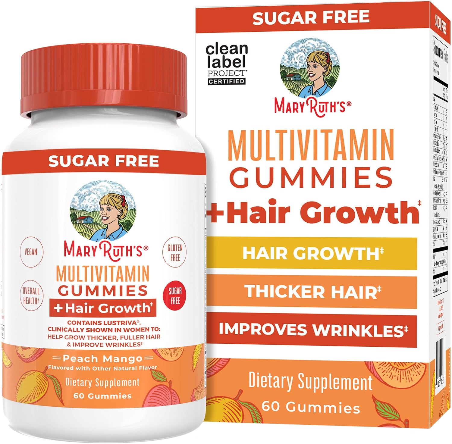 MaryRuth's Multivitamin + Hair Growth Gummies, Thicker Hair, 30 Servings
