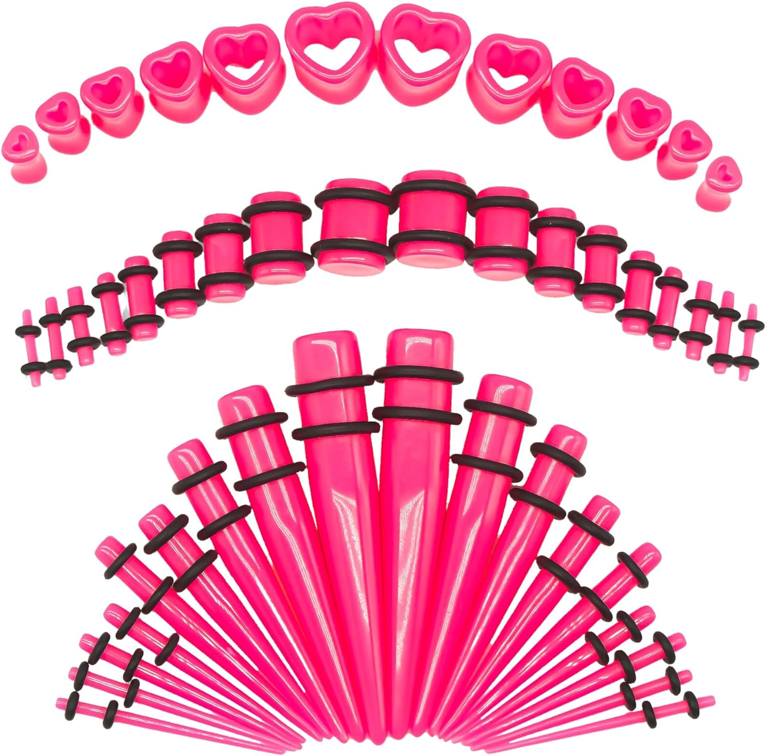 Marsrut 48 PCS Acrylic Gauge Kit Tapers Heart Tunnels Plug 14G-0000G Ear Stretching Set