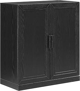 Crosley Furniture Essen Stackable Kitchen Pantry Storage Cabinet with Doors and Shelves, Accents Cabinets, Black