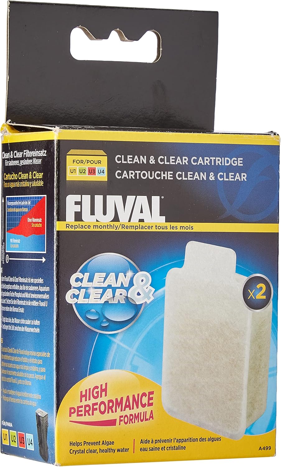 Fluval U Internal Filters Clean and Clear Cartridge, White