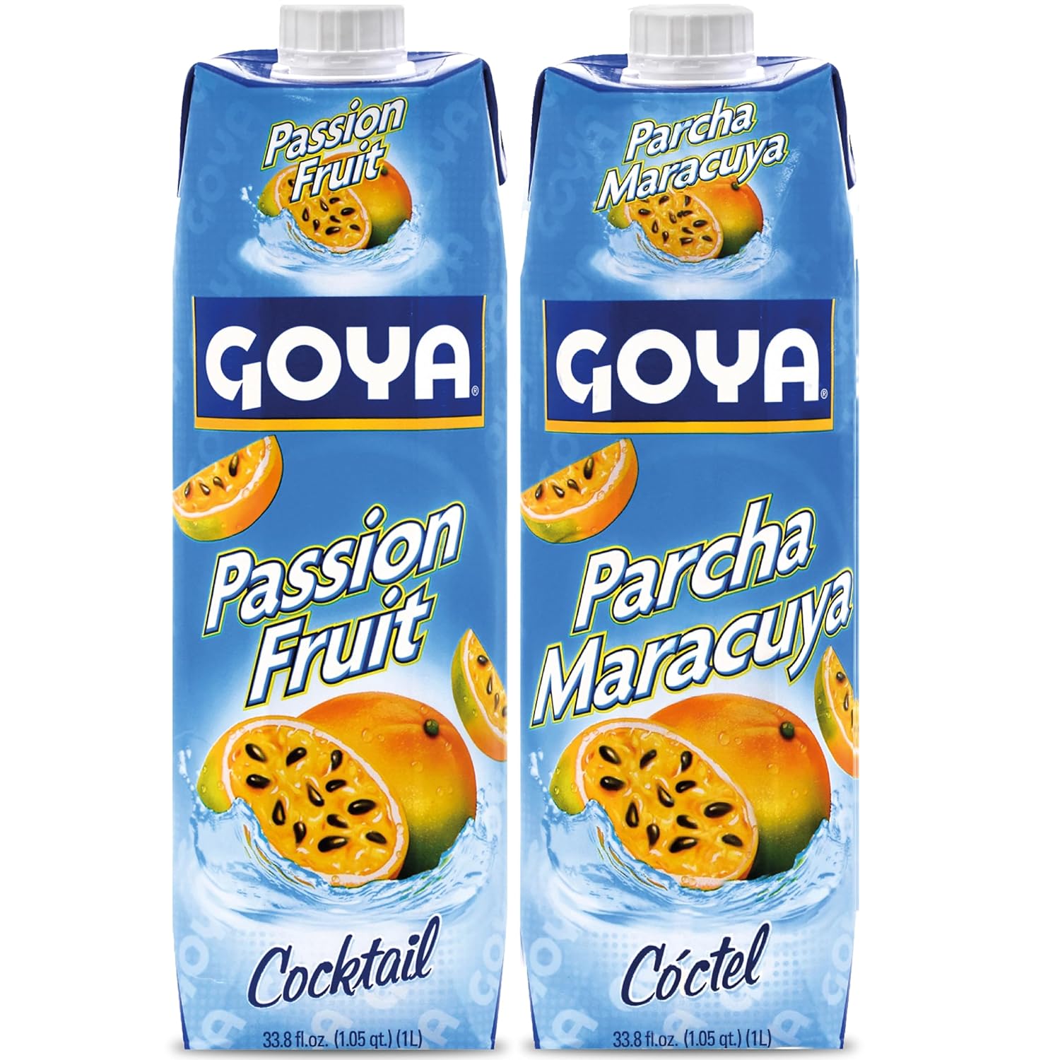 Goya Passion Fruit Cocktail, Tropical Passion Fruit Juice, Vitamin C Rich, Fat Free, Cholesterol Free Drink, 2-Pack, 33.8 oz Bottle