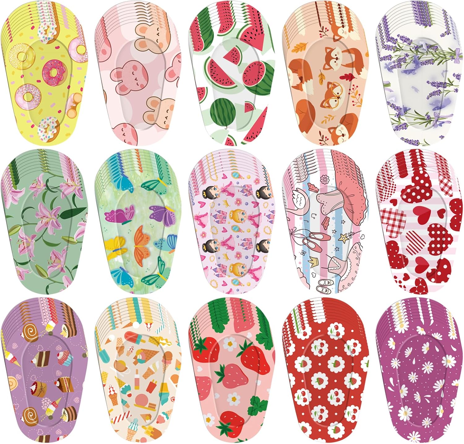 120 PCS Adhesive Eye Patches for Kids, Kids Eye Patches for Girls | 15 Styles with 8 Pieces Each, Bulk Breathable Soft Cotton, Colorful and Cute Pattern Designs