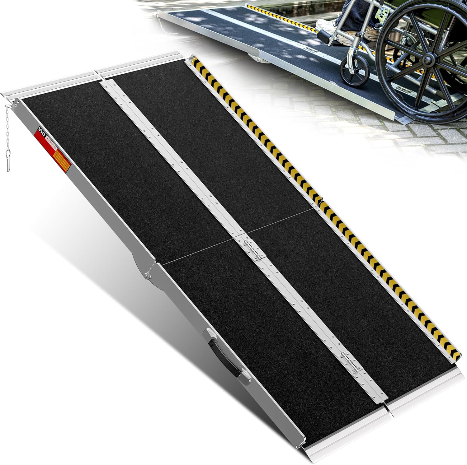 VNN Portable Wheelchair Ramp 5FT, Seamless Non-Slip Aluminum Folding Handicap Ramp, Door Threshold Wheelchair Ramps for Home, Threshold Ramp for Home Steps