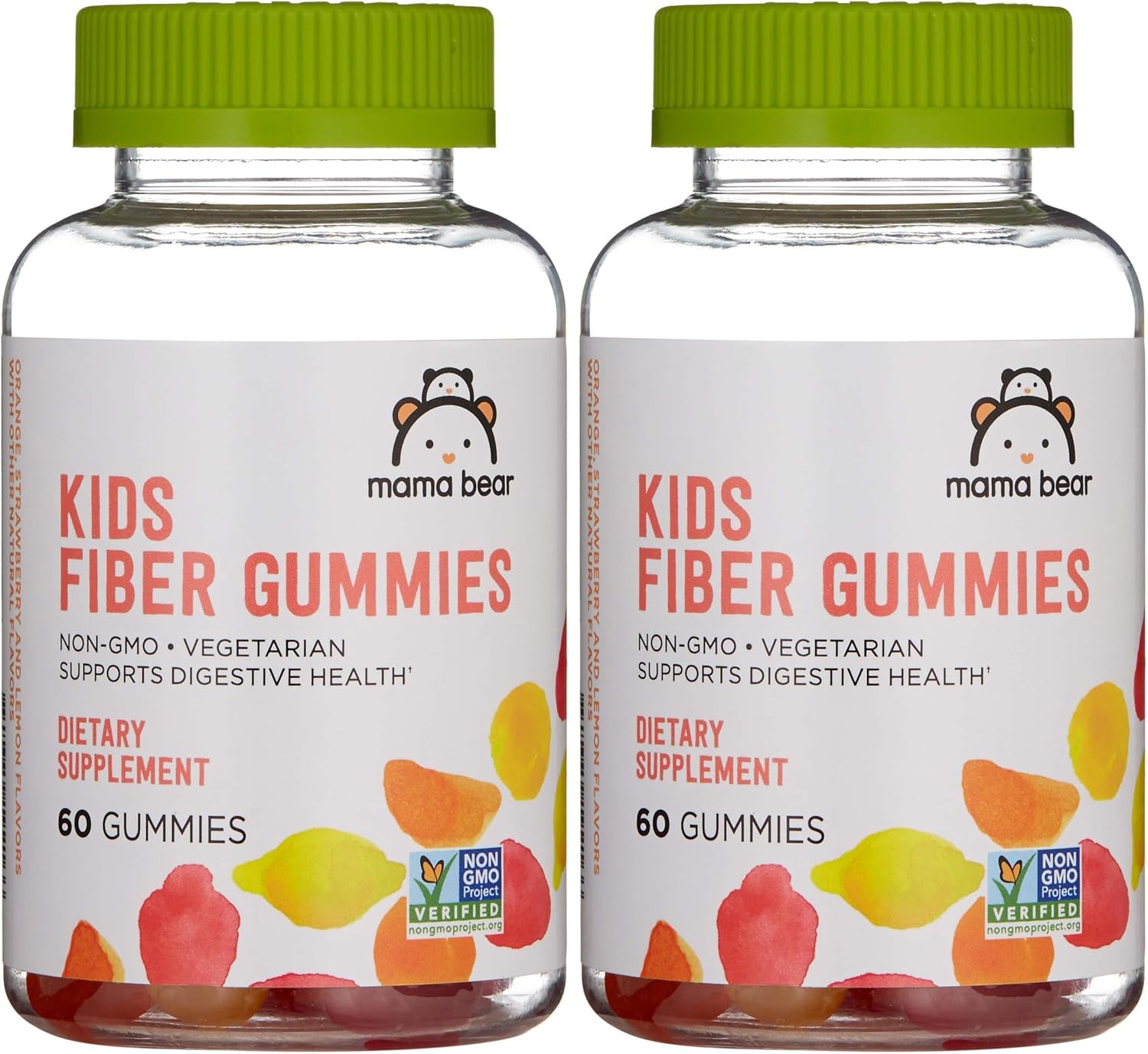Amazon Brand - Mama Bear - Kids Fiber Gummies - Supports Digestive Health, Orange, 60 Count (Pack of 2)