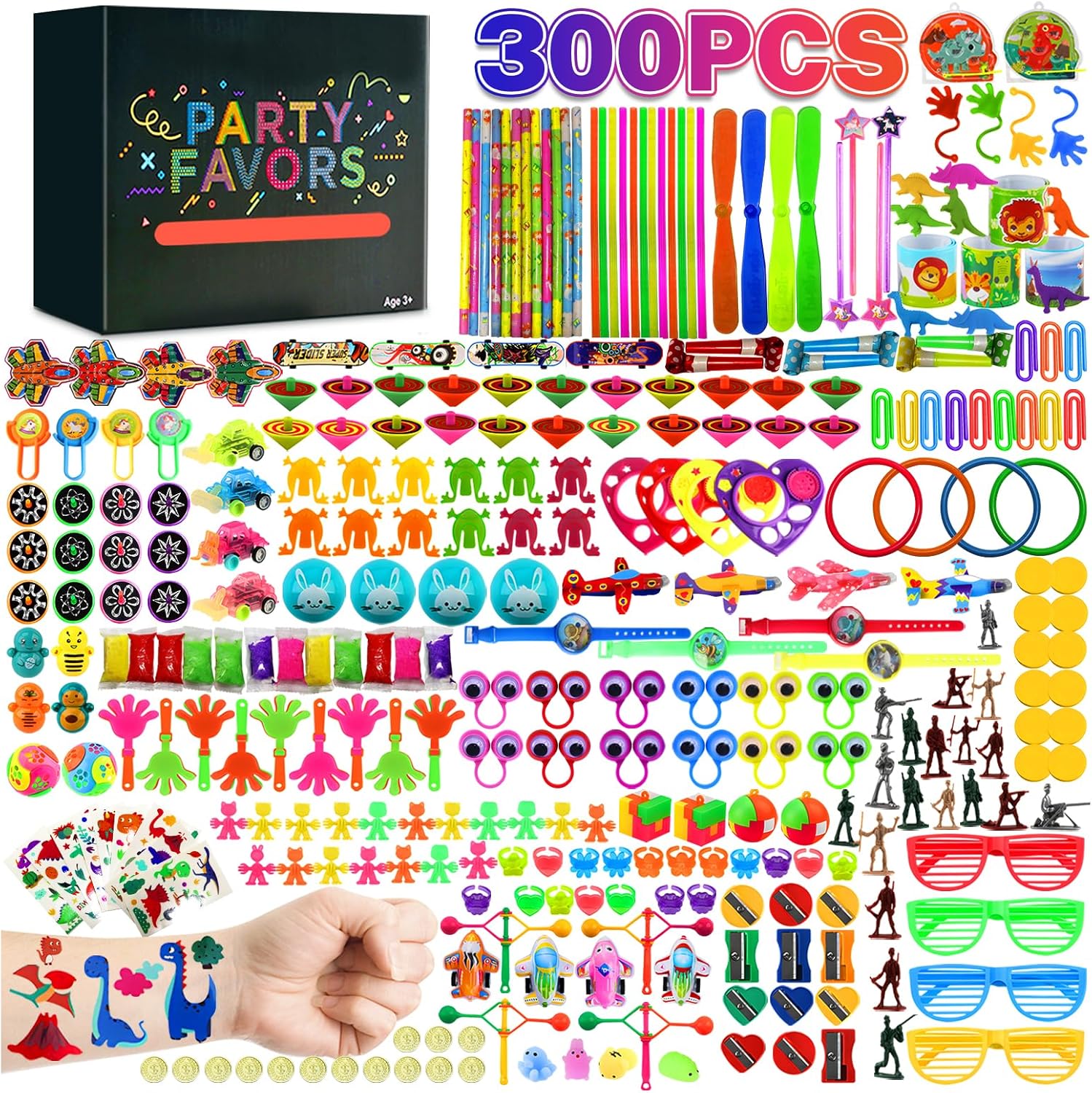 300PCS Party Bag Fillers for Kids: Birthday Party Favours Toys Bulk Box Unisex - Party Prizes Gifts Party Games Goodie Bag Filler for Boys Girls - Easter School Classroom Giveaways Rewards