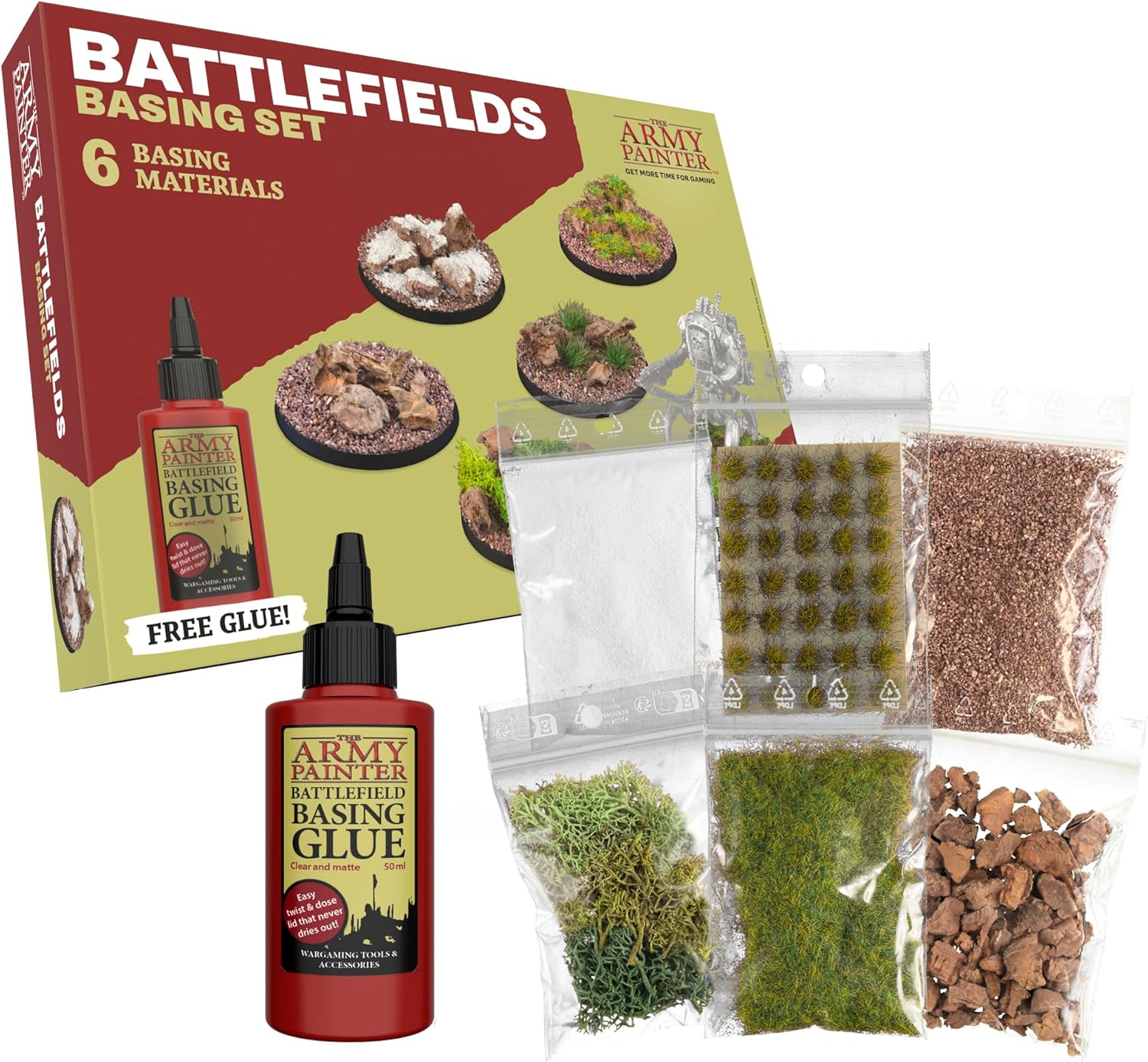 The Army Painter Battlefields Basing Set - Static Grass for Miniature Terrain Basing set - Static Grass & Free Basing Glue, Woodland Scenic Static Grass, Scenery Flocks - Master Quality Game Miniature