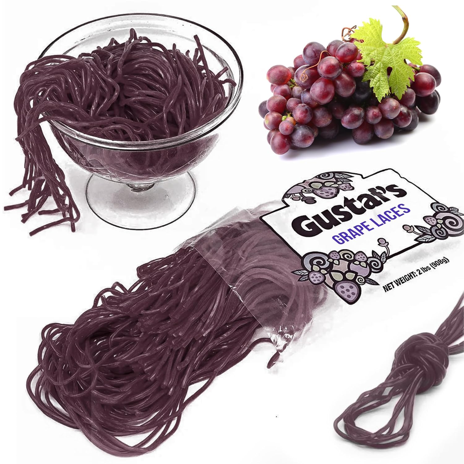Gustaf's Juicy Grape Licorice Laces - 2 Lb. Bag