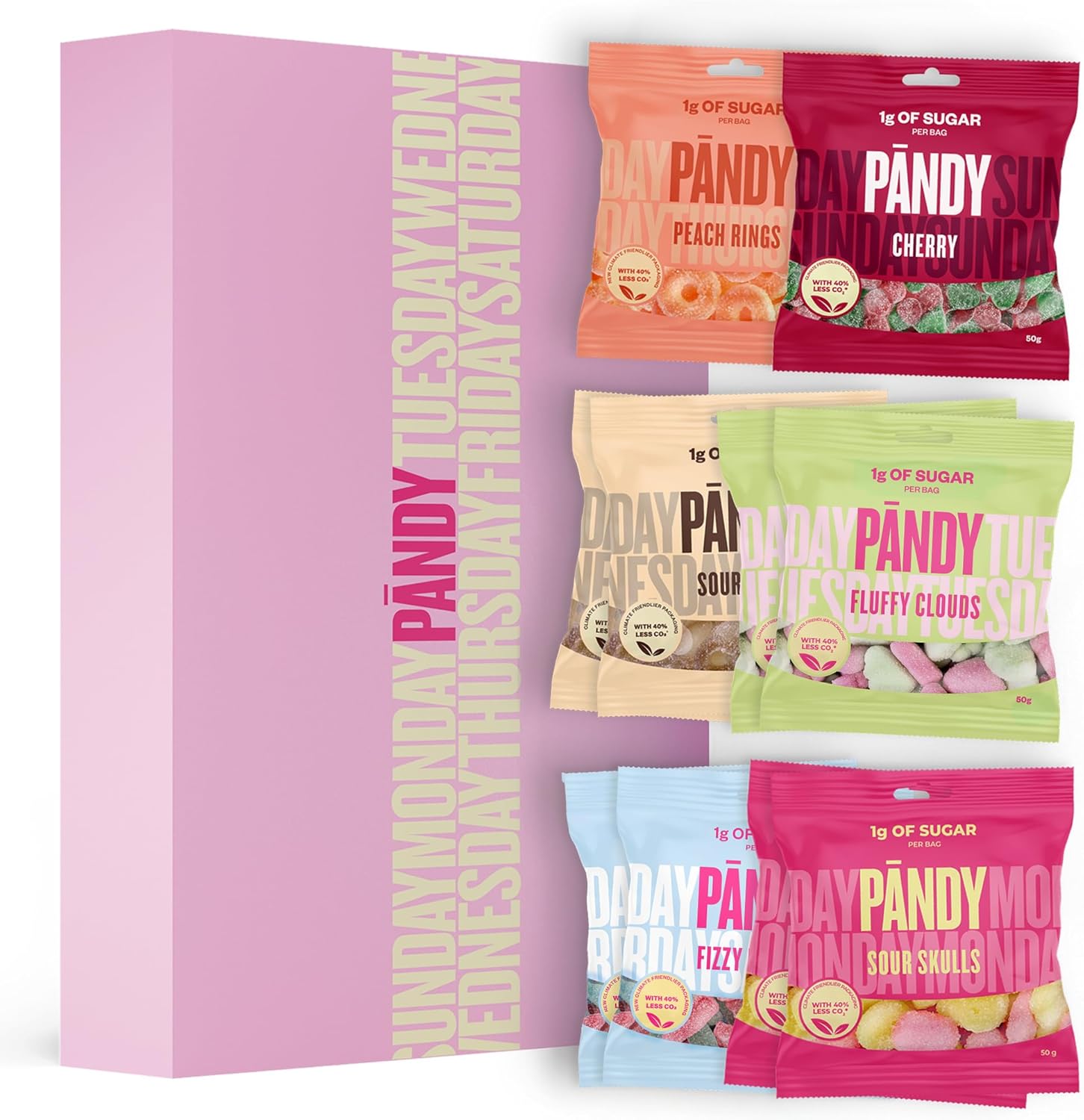 PANDY Candy 10 Pack Swedish Gummy Sweets Assortment, Only 1g Sugar & 70 Calories