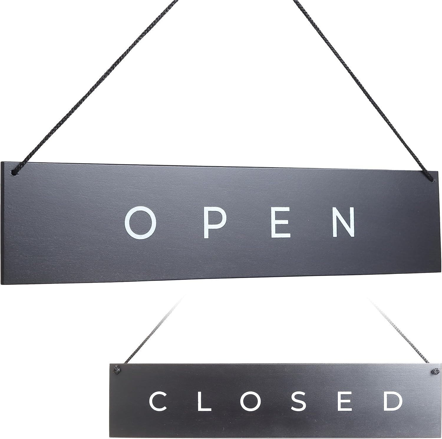 TOROS STORE Modern Wooden Open Closed Sign - Double-Sided, Vintage Style, Black