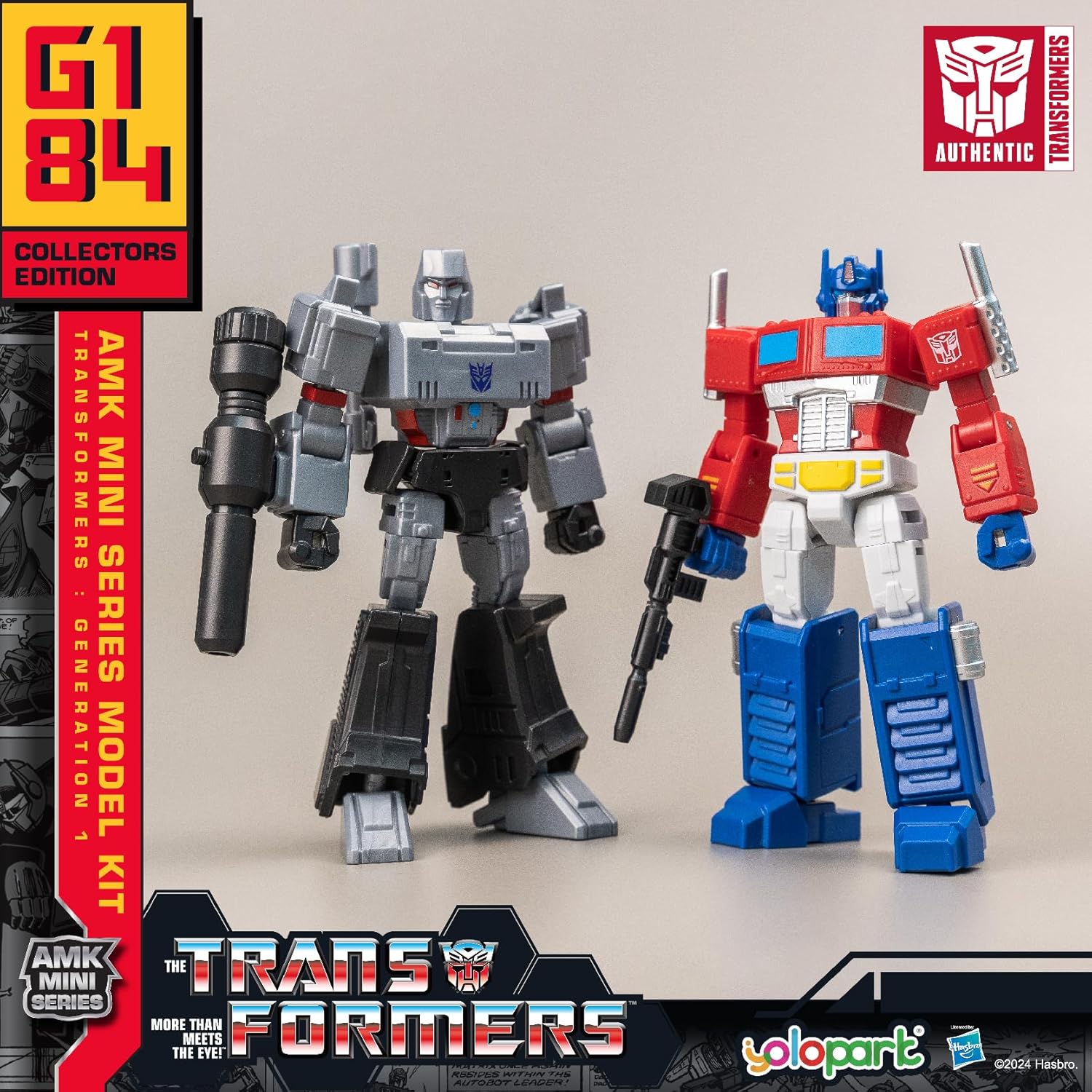 YOLOPARK Optimus Prime and Megatron Transformer Toy 2-Pack, AMK Mini Series Transformers G1 Action Figures,4.72 Inch Highly Articulated Autobot and Decepticon Easter Toys for Kids Age 8+,No Converting