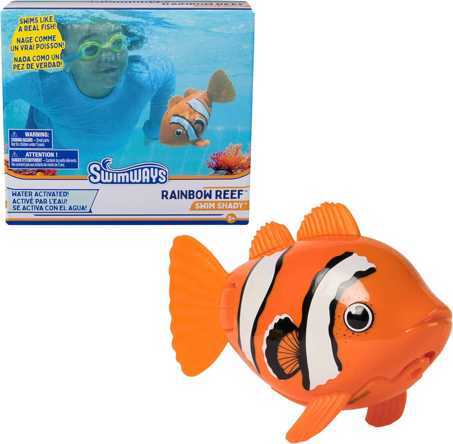 SwimWays Rainbow Reef Fish Toy, Kids Swimming Accessories & Water Toys, Learn to Swim Pool Toys for Kids Ages 5 & Up, Batteries Included, Swim Shady