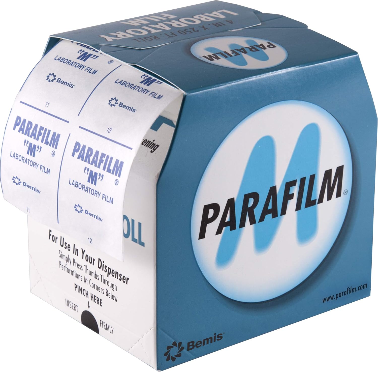 Parafilm M All Purpose Laboratory Film, 4 Inch Width x 250 Foot Roll Length, Semi-Transparent, Moisture Proof, Water Resistant, Non-Toxic, 200% Stretch Ability