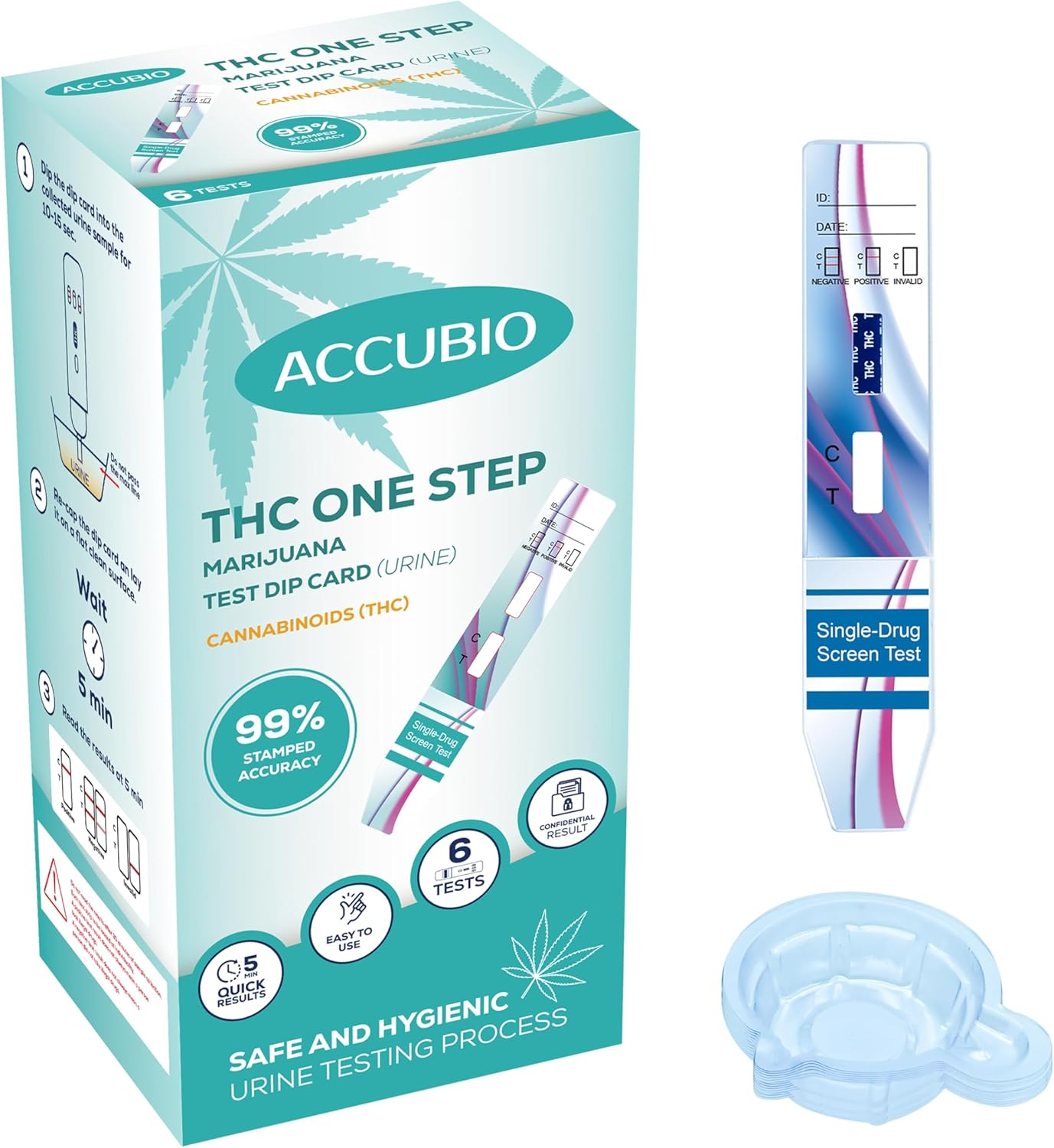 6 Pack Drug Test Kit Marijuana, Cannabis, Hashish, THC Test, Screen Urine Drug Test Kit with 50 ng/ml Cut Off Level for Marijuana Drug Test Home Rapid Test, 99% Accurate Results in 5 Minutes