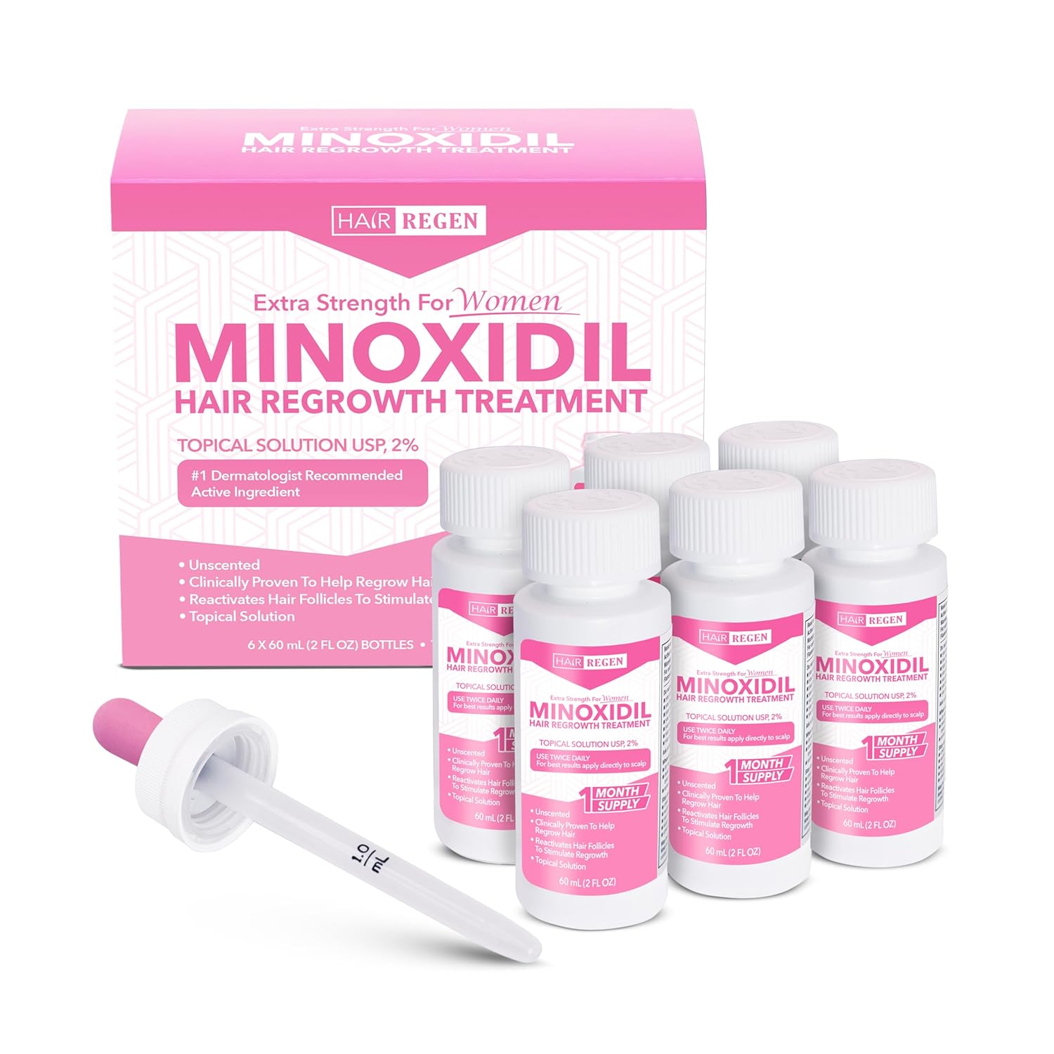 Advanced 2% Minoxidil For Women, Hair Regrowth Treatment for Thinning Hair, Hair Loss for Women,6 Month Supply, Minoxidil Topical Solution for Thicker Fuller Hair