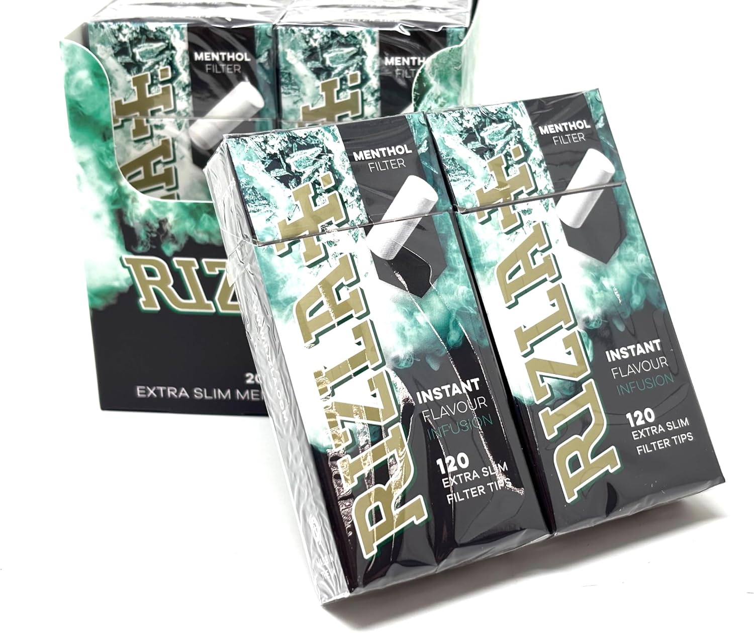 Rizla Menthol Extra Slim Filter Tips, Full Box of 20 Total 2400 Tips
