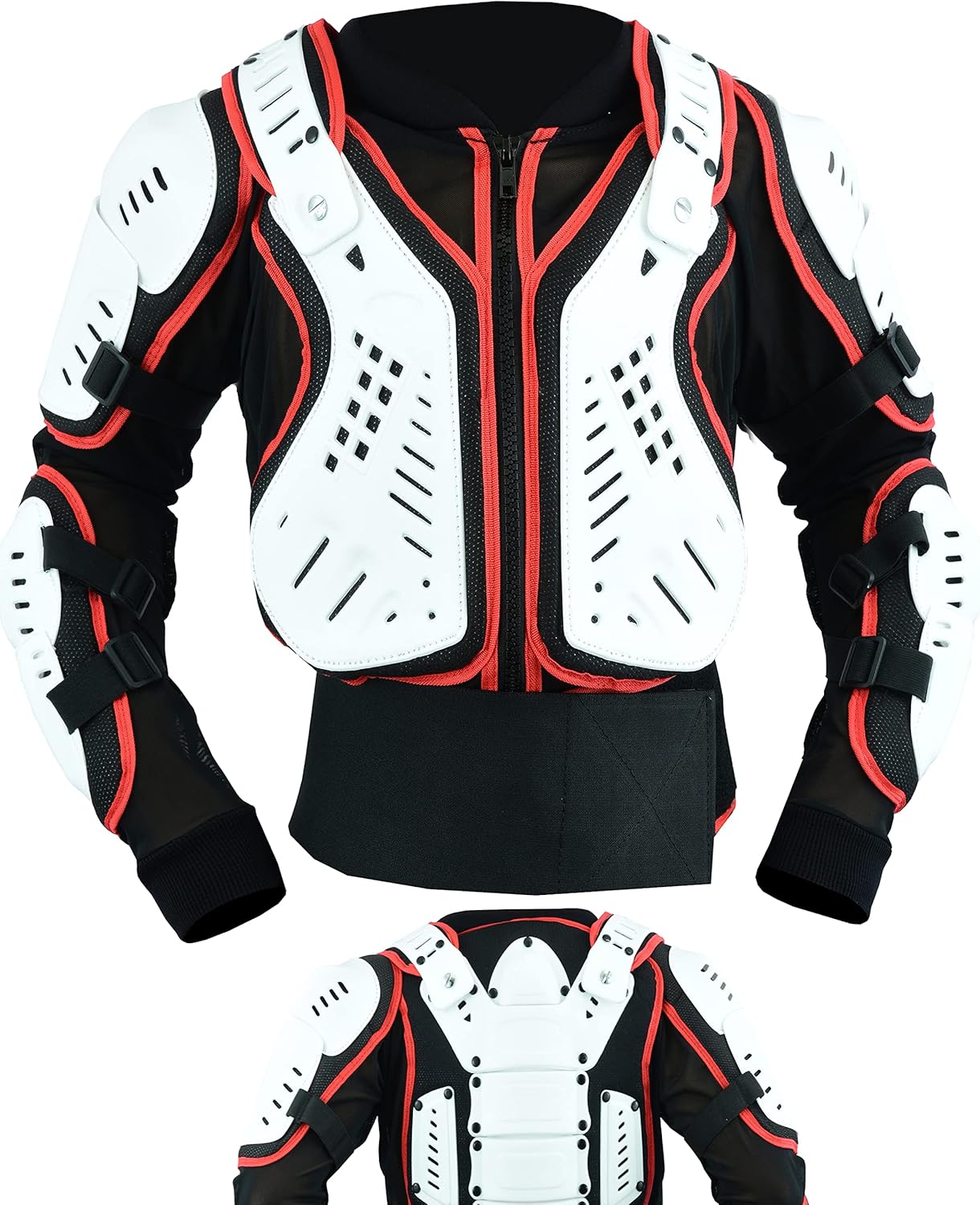 Texpeed Kids MX Enduro Sports Body Armour Jacket Suit - Red White & Black - Age 8