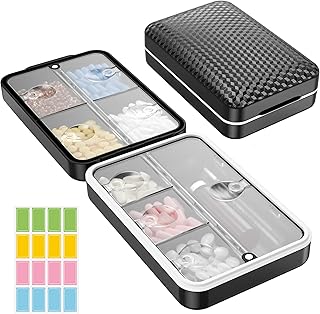 Restree Daily Pill Organizer, 8 compartments Portable Pill Dispenser, Moisture-Proof Travel Pill Case, Large Pill Box for Vitamin, Medicine, Fish Oil/Supplements (Black)