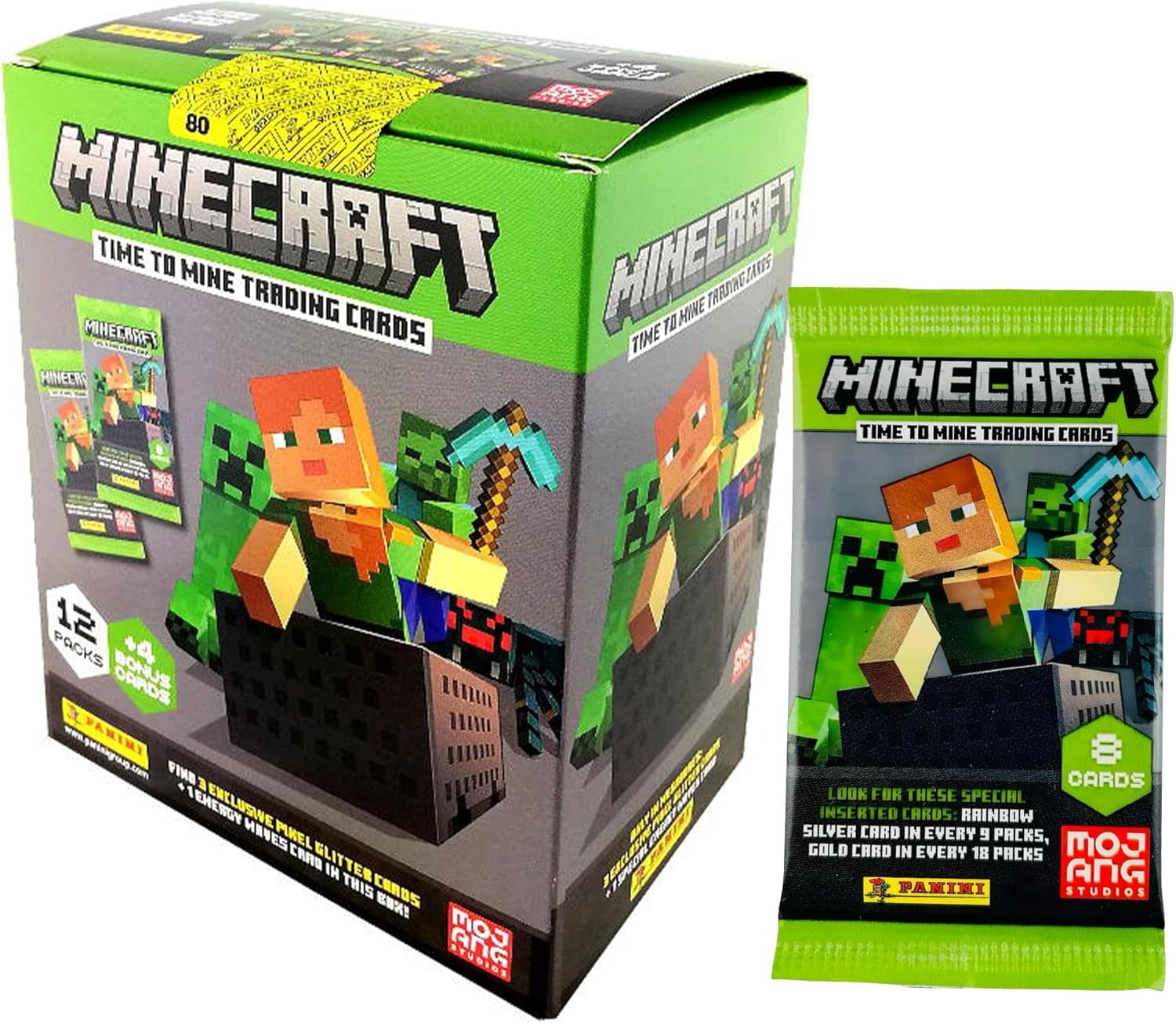 Panini Minecraft Mega Box – Official Trading Cards, 72 Cards per Box, Exclusive Foil Parallels, Rare Inserts, Great Gift for Kids & Gamers