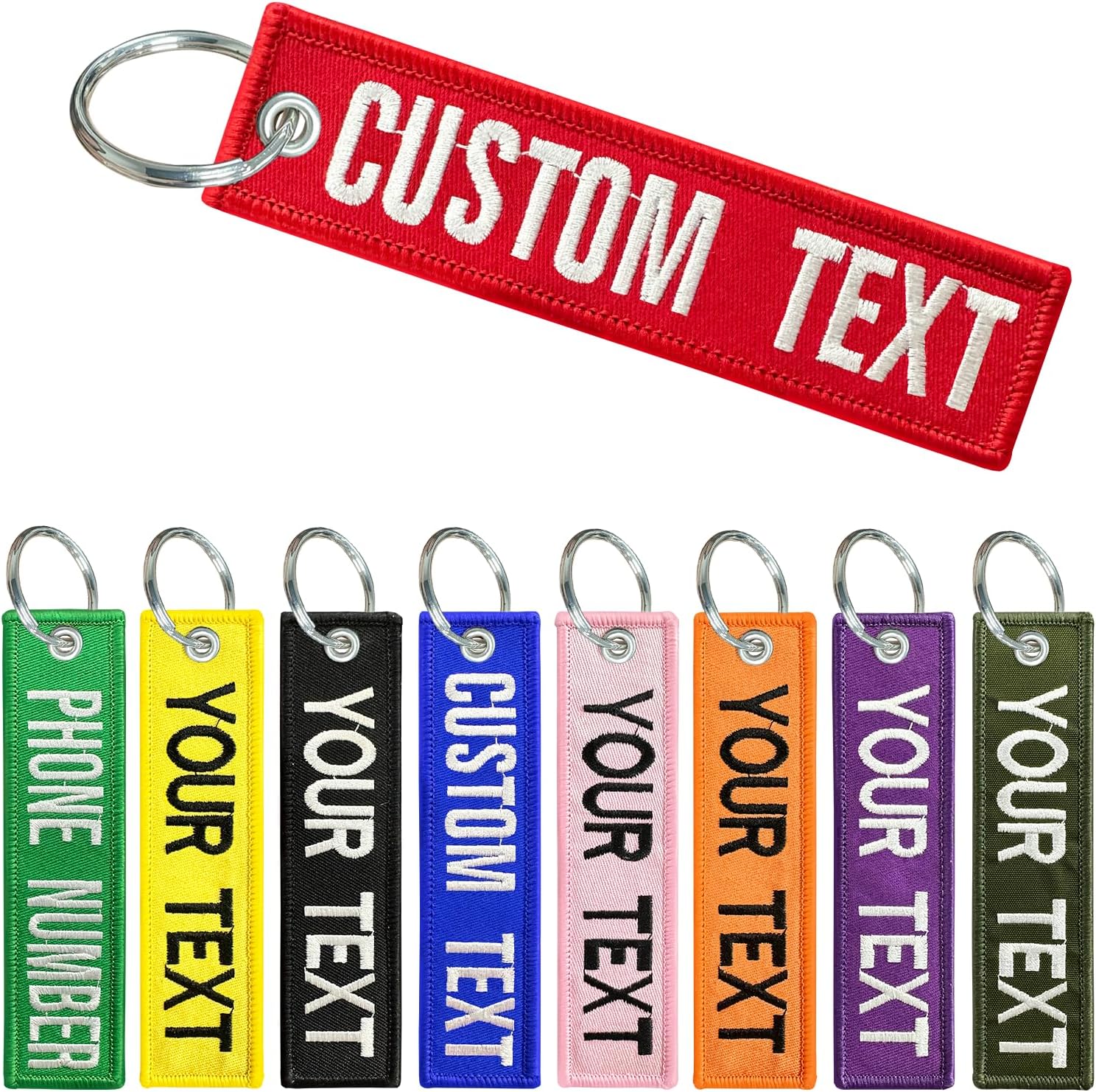 WQNMY 1PCS Personalized keyrings, Custom Double Sided Embroider Keychain Key Tags, Key Accessories For Rooms Motorcycle Car Biker & ATV