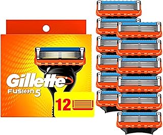 Gillette Fusion5 Razor Refills for Men, 5 Bladed Razor, with Precision Trimmer and Lubrastrip for a Close Shave, 12 Razor Blade Refills