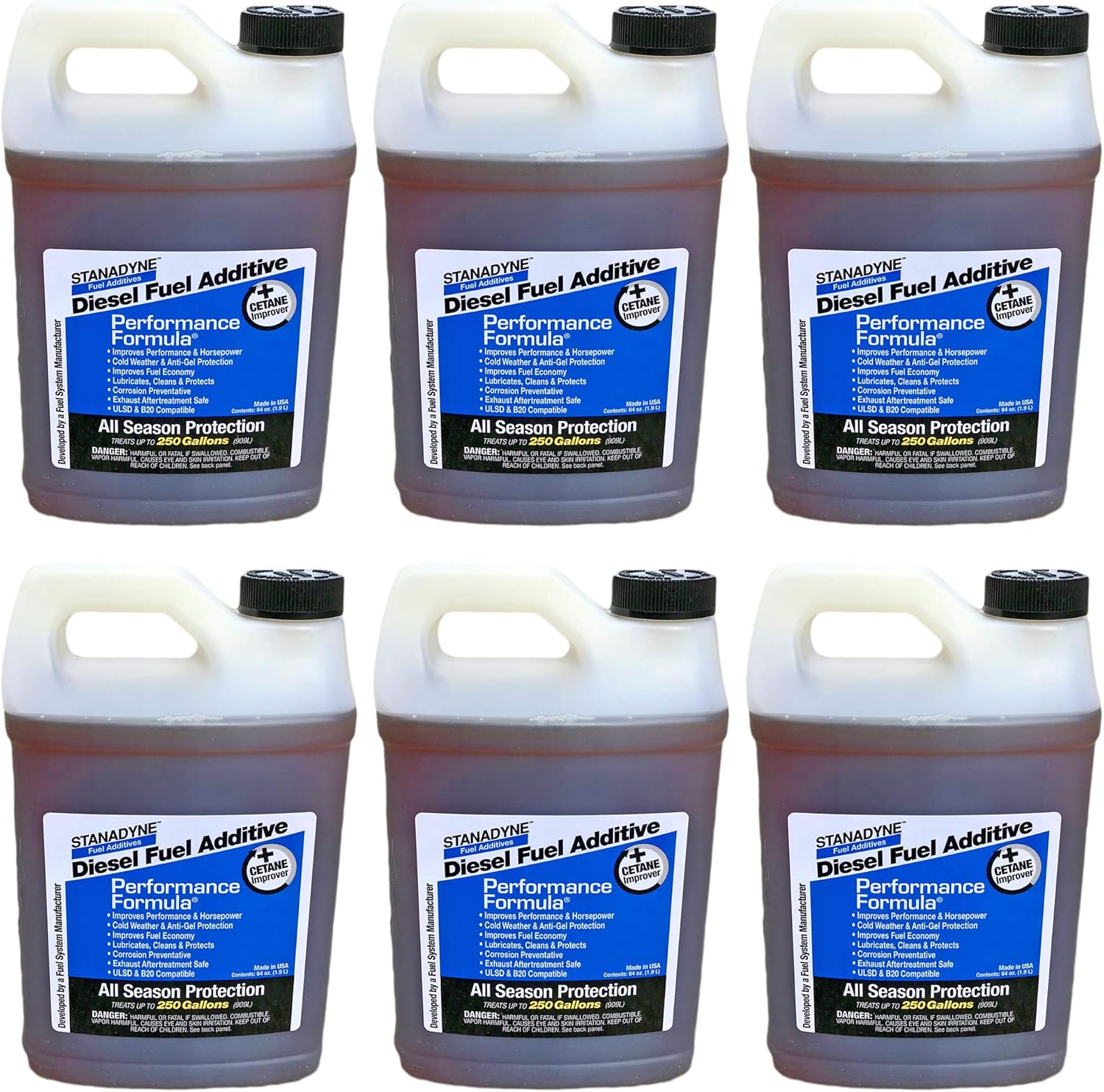 Stanadyne Diesel Fuel Additive Performance Formula All Season Protection, Half Gallon, Pack of 6