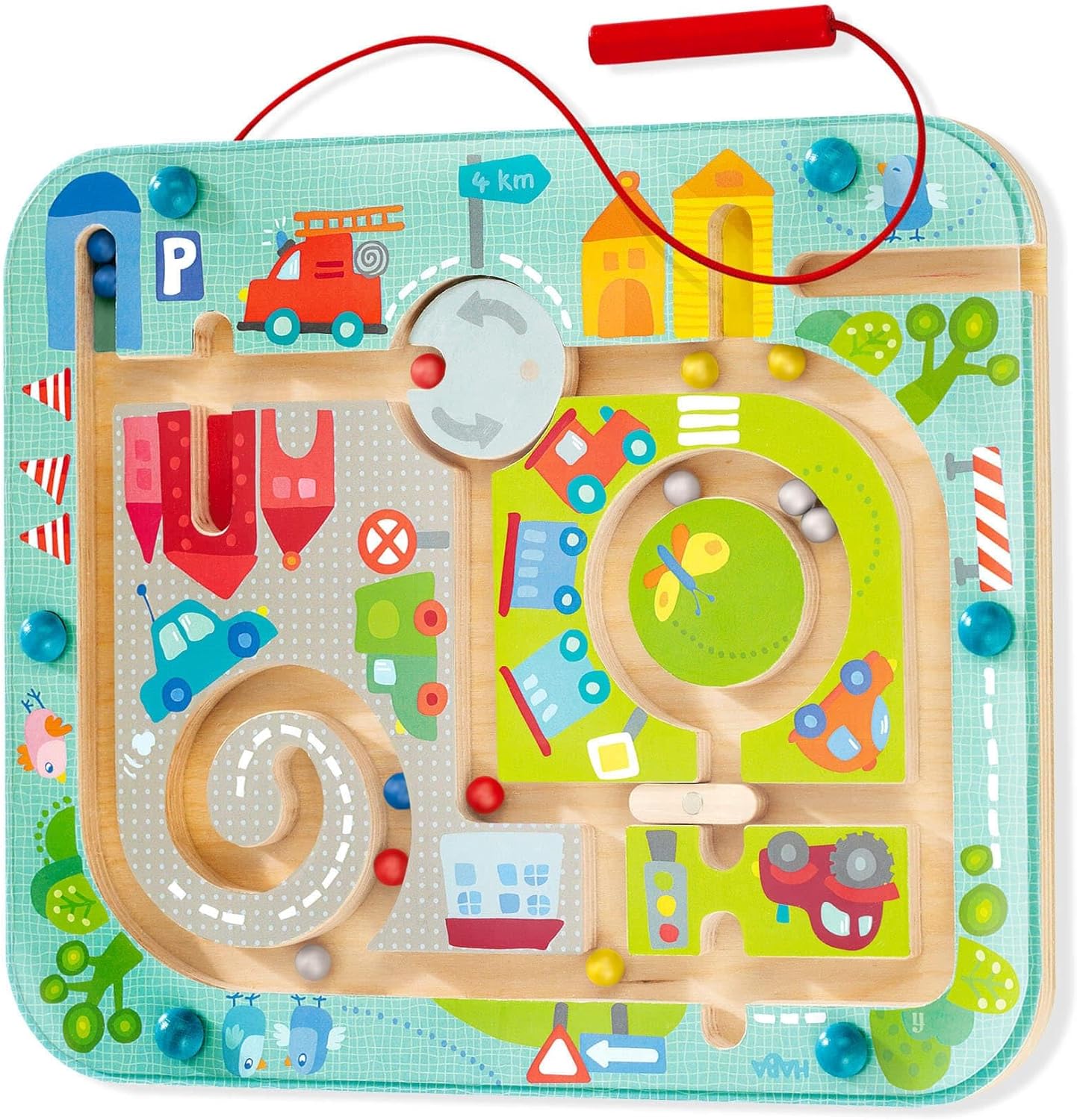HABA Busy Board for Toddlers 2-4: Town Magnetic Maze Puzzle Game - Toddler Travel Toys for Preschoolers